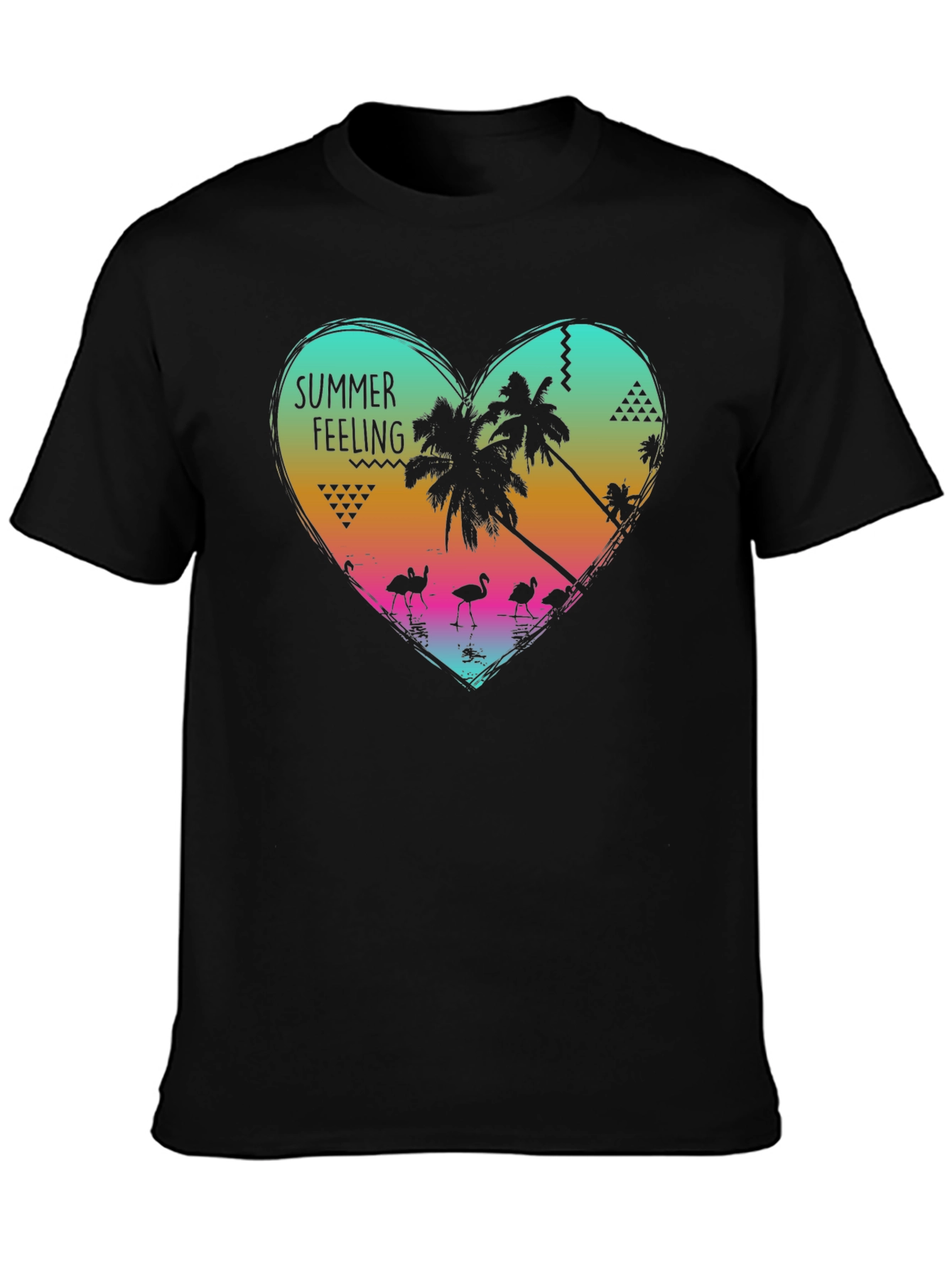 Summer Feeling Graphic Tee - Tropical Heart Design