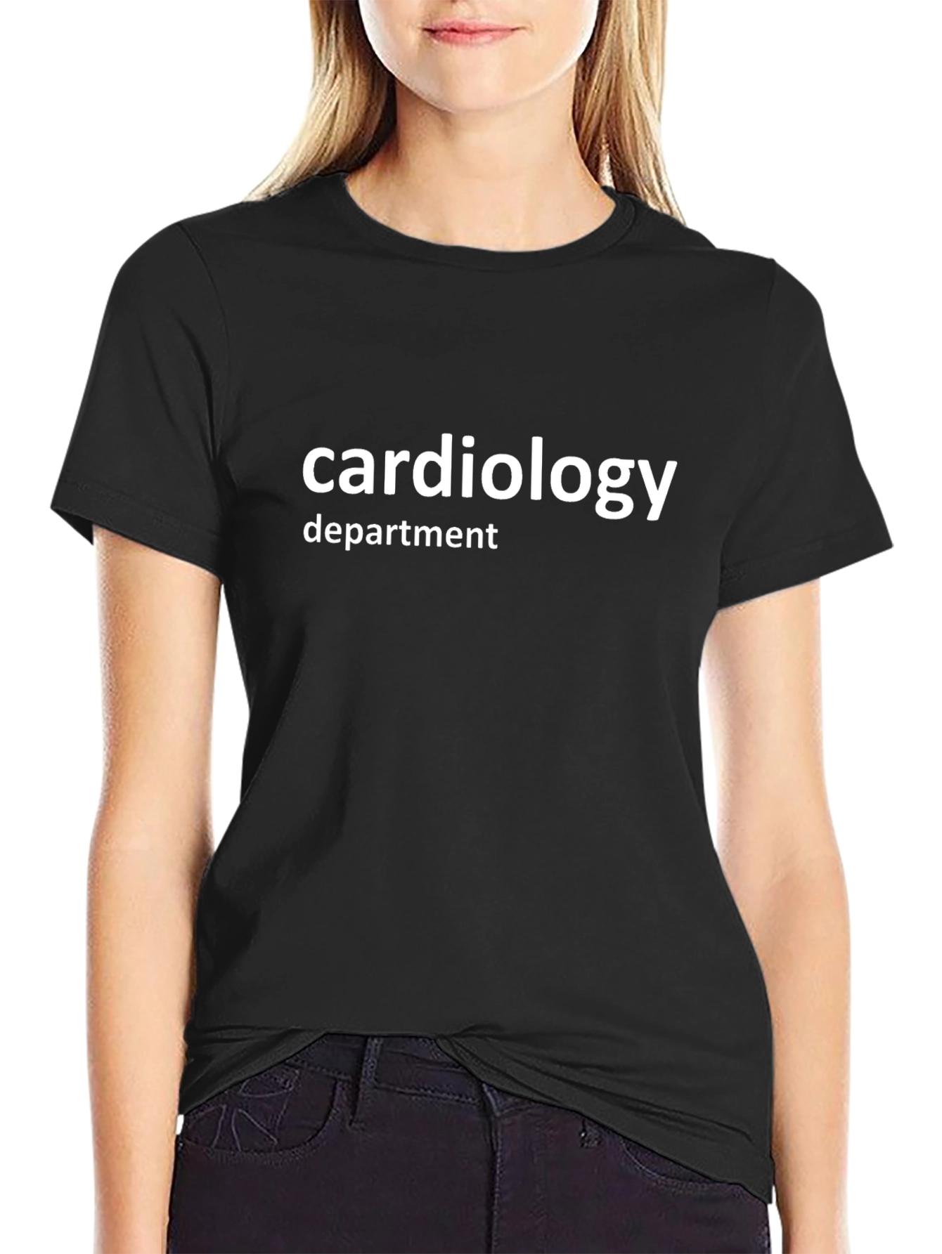 Cardiology Department T-Shirt Black Cotton Tee