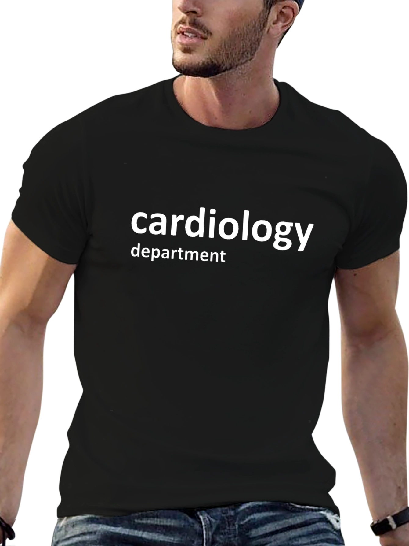 Cardiology Department T-Shirt Black Cotton Tee