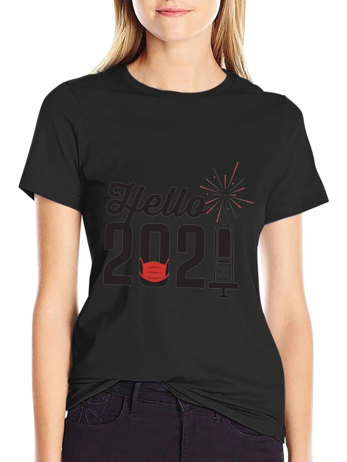 Hello 2021 T-Shirt Vaccine & Mask Design
