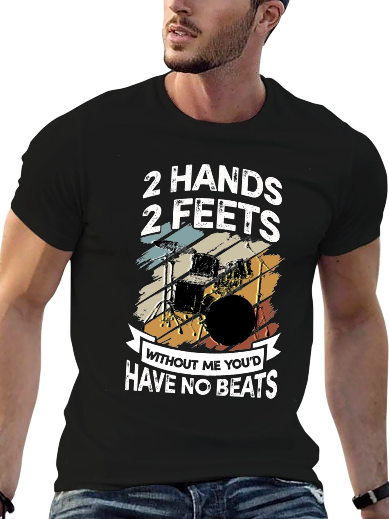 Drummer T-Shirt: 2 Hands 2 Feet - No Beats