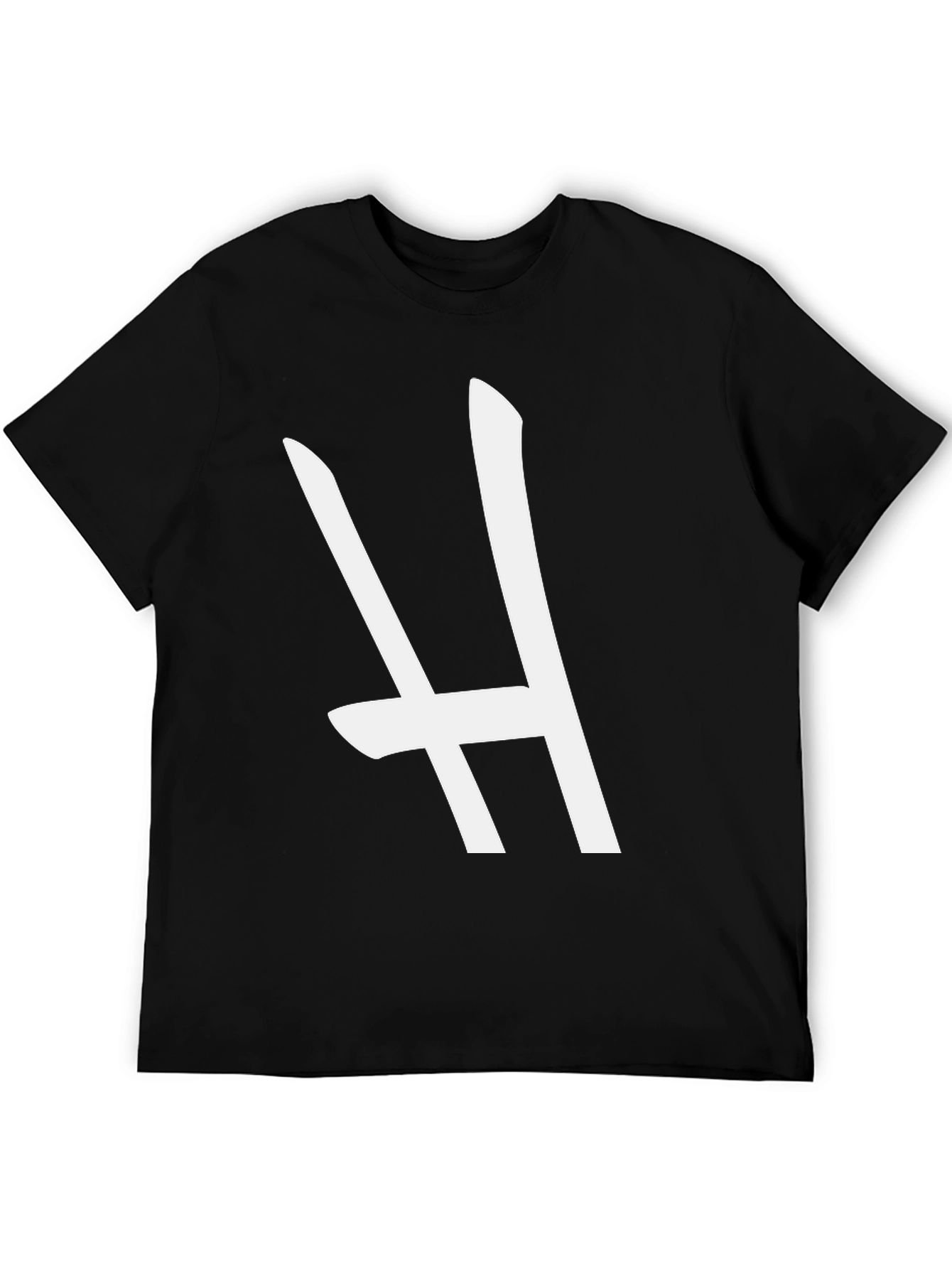Bold Black T-Shirt with Striking White H Design