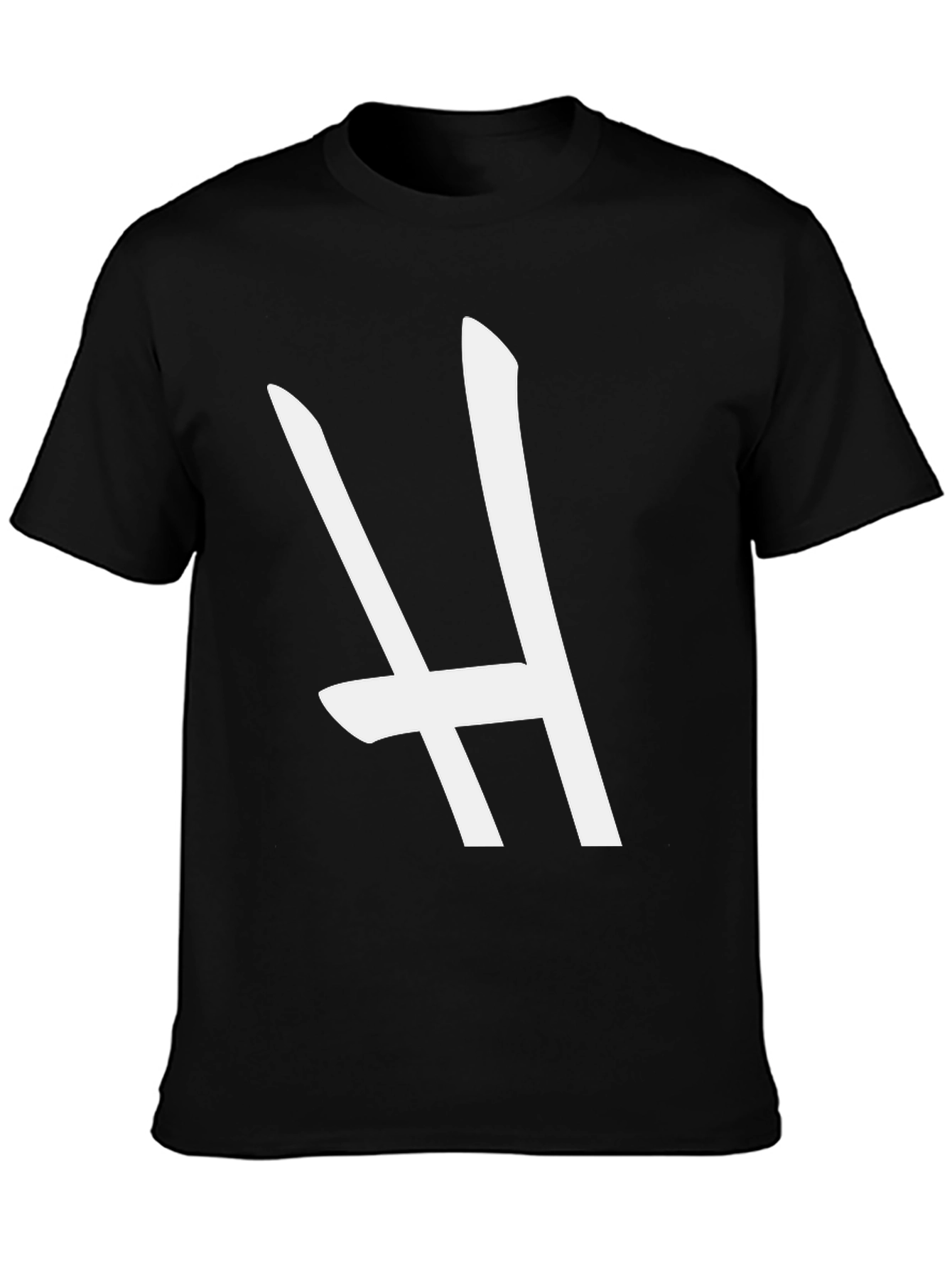 Bold Black T-Shirt with Striking White H Design