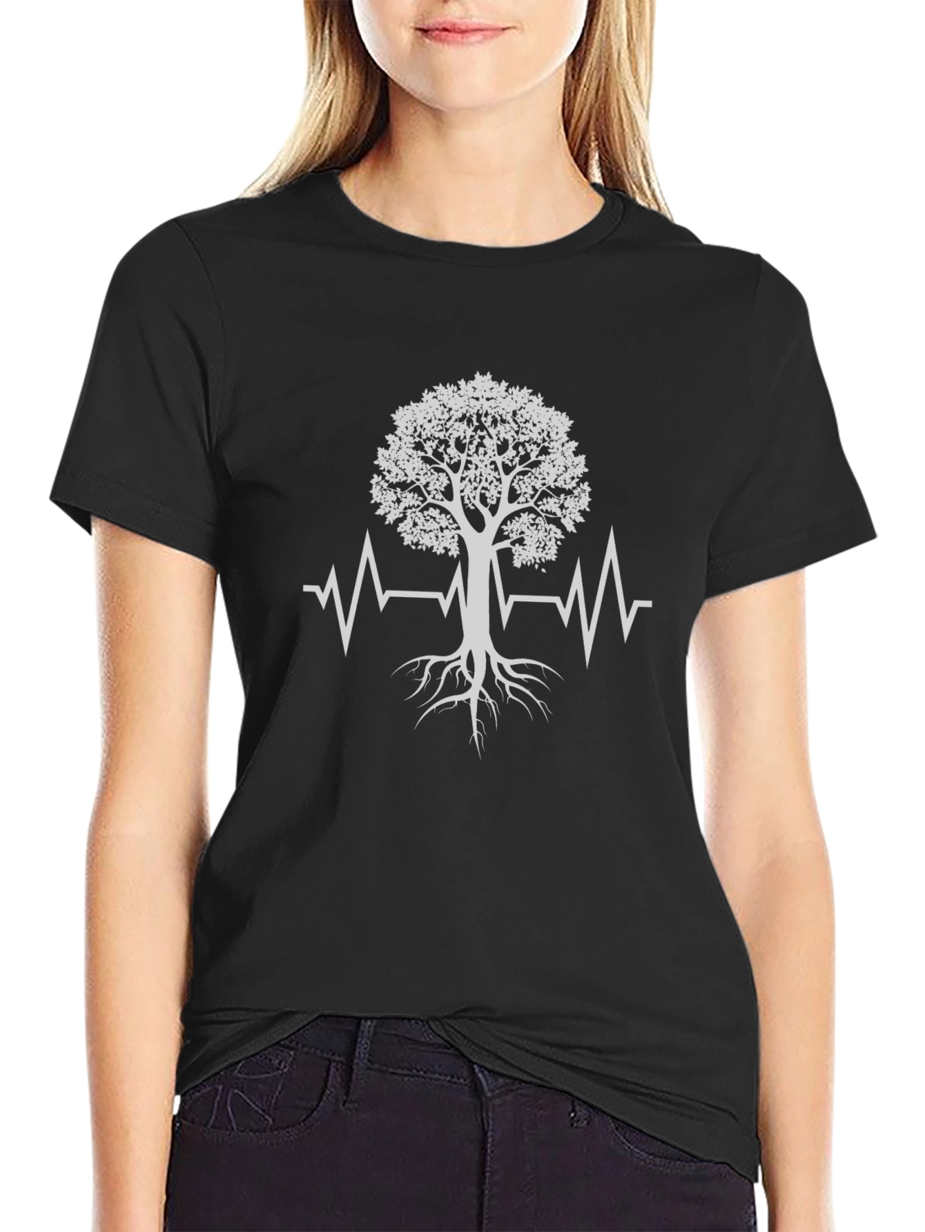 Tree of Life Heartbeat T-Shirt - Black