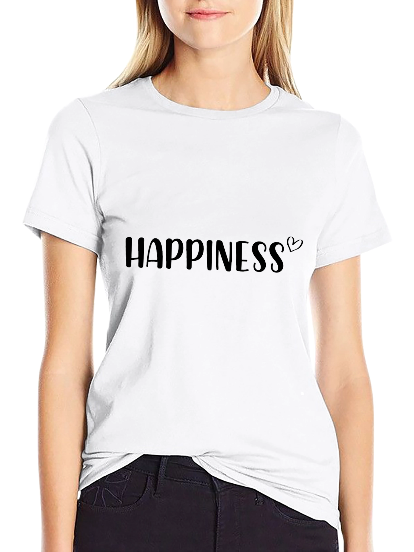Happiness Graphic Tee - Black Cotton Comfort