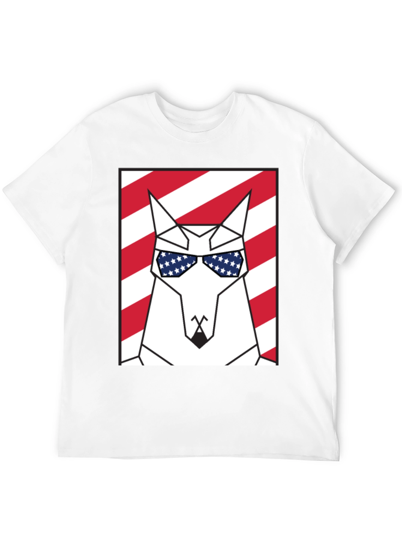 Patriotic Dog Graphic Tee - USA Flag Sunglasses