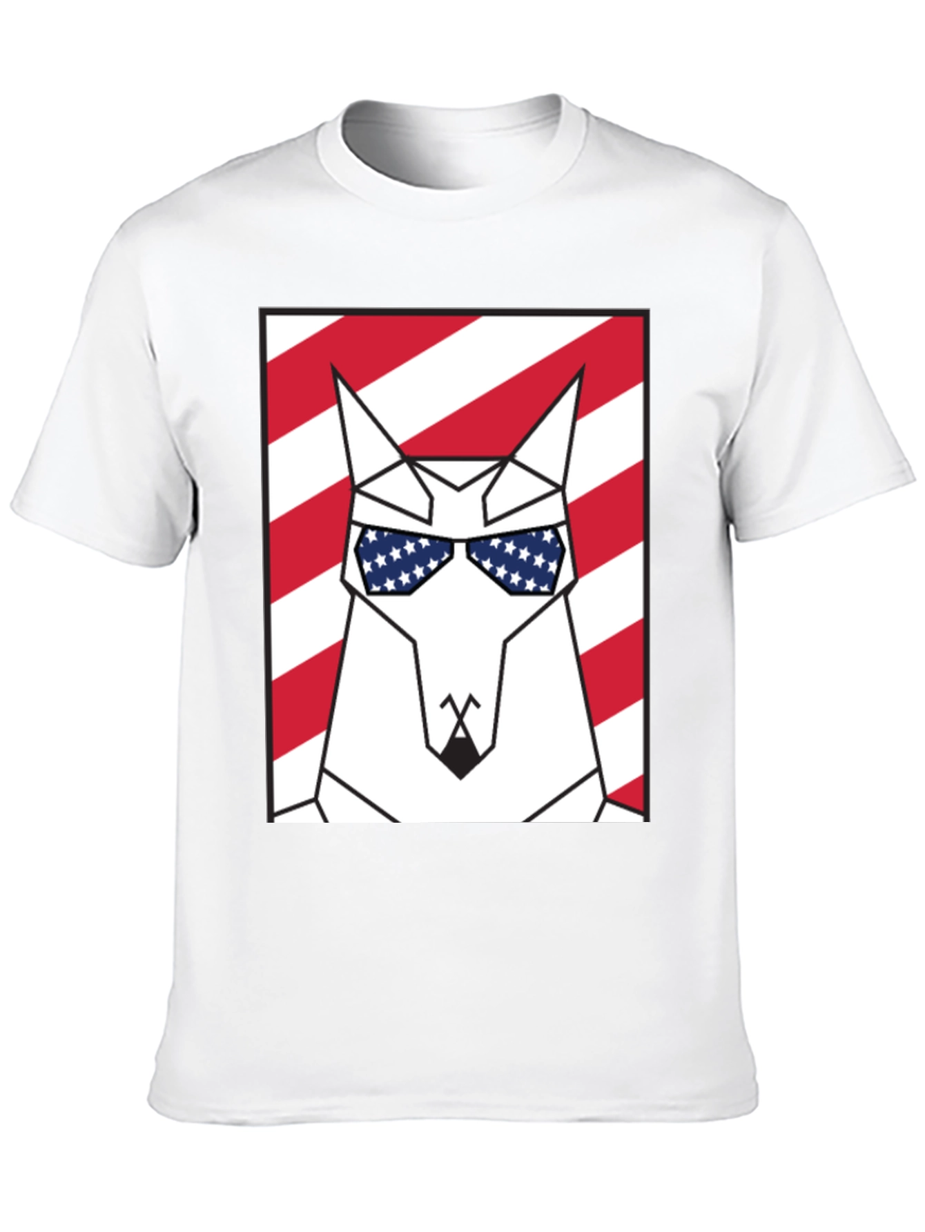 Patriotic Dog Graphic Tee - USA Flag Sunglasses