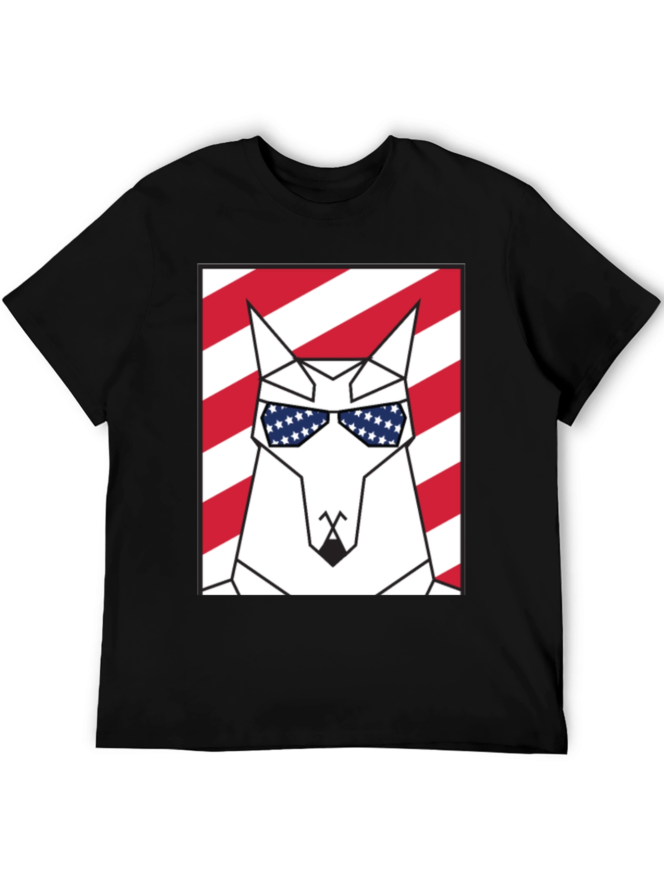 Patriotic Dog Graphic Tee - USA Flag Sunglasses