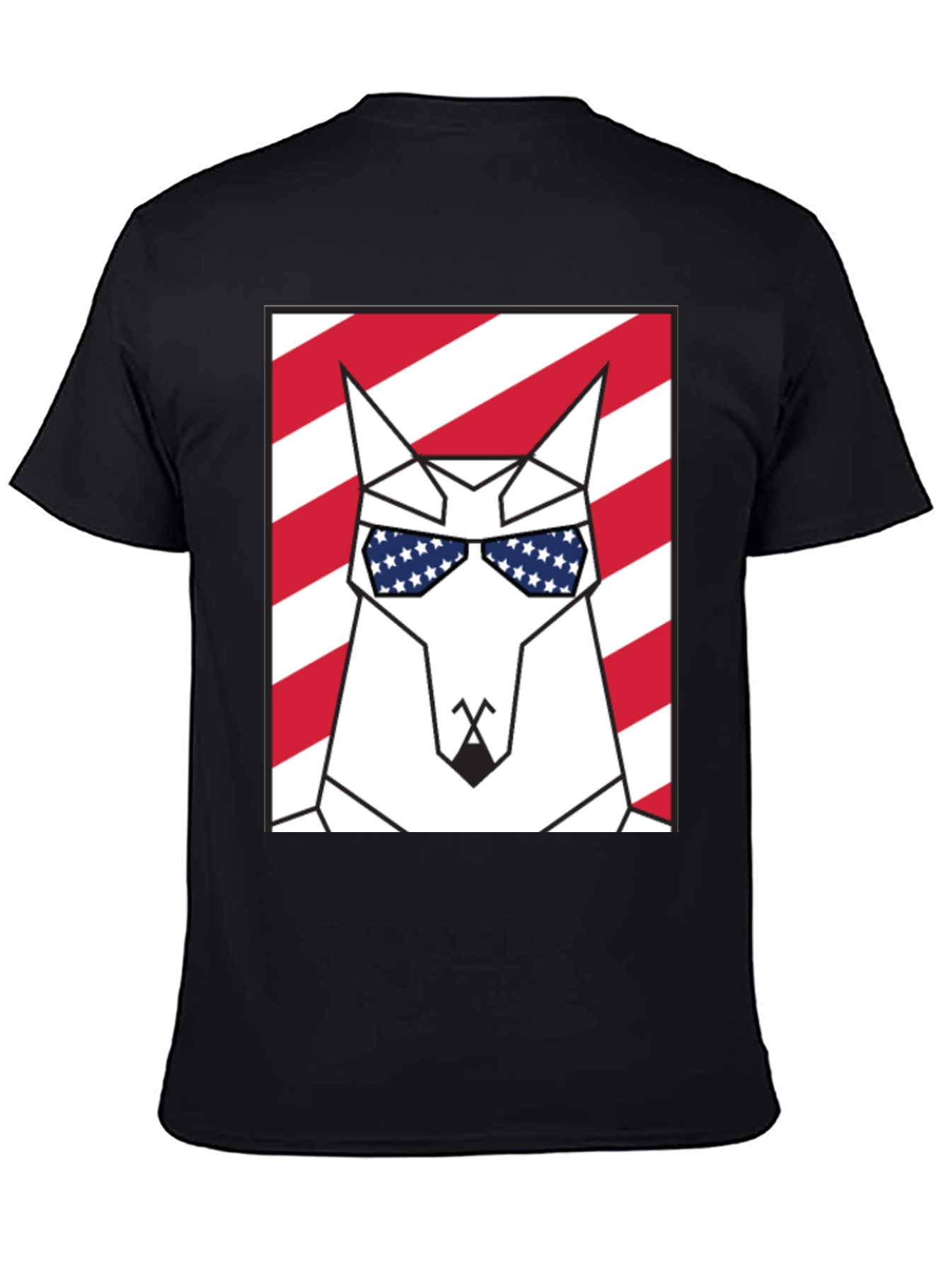 Patriotic Dog Graphic Tee - USA Flag Sunglasses
