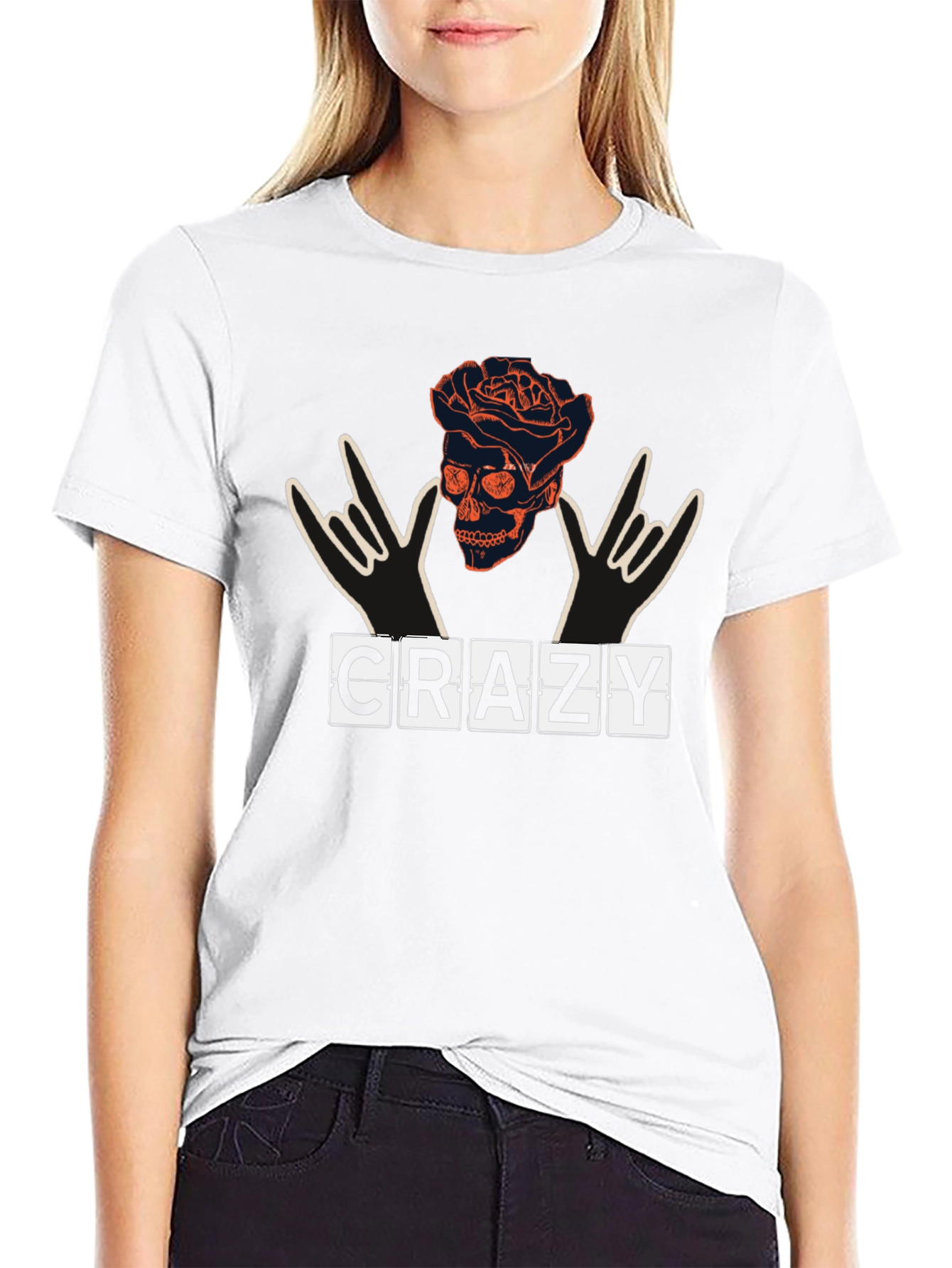 Crazy Skull & Roses Graphic Tee