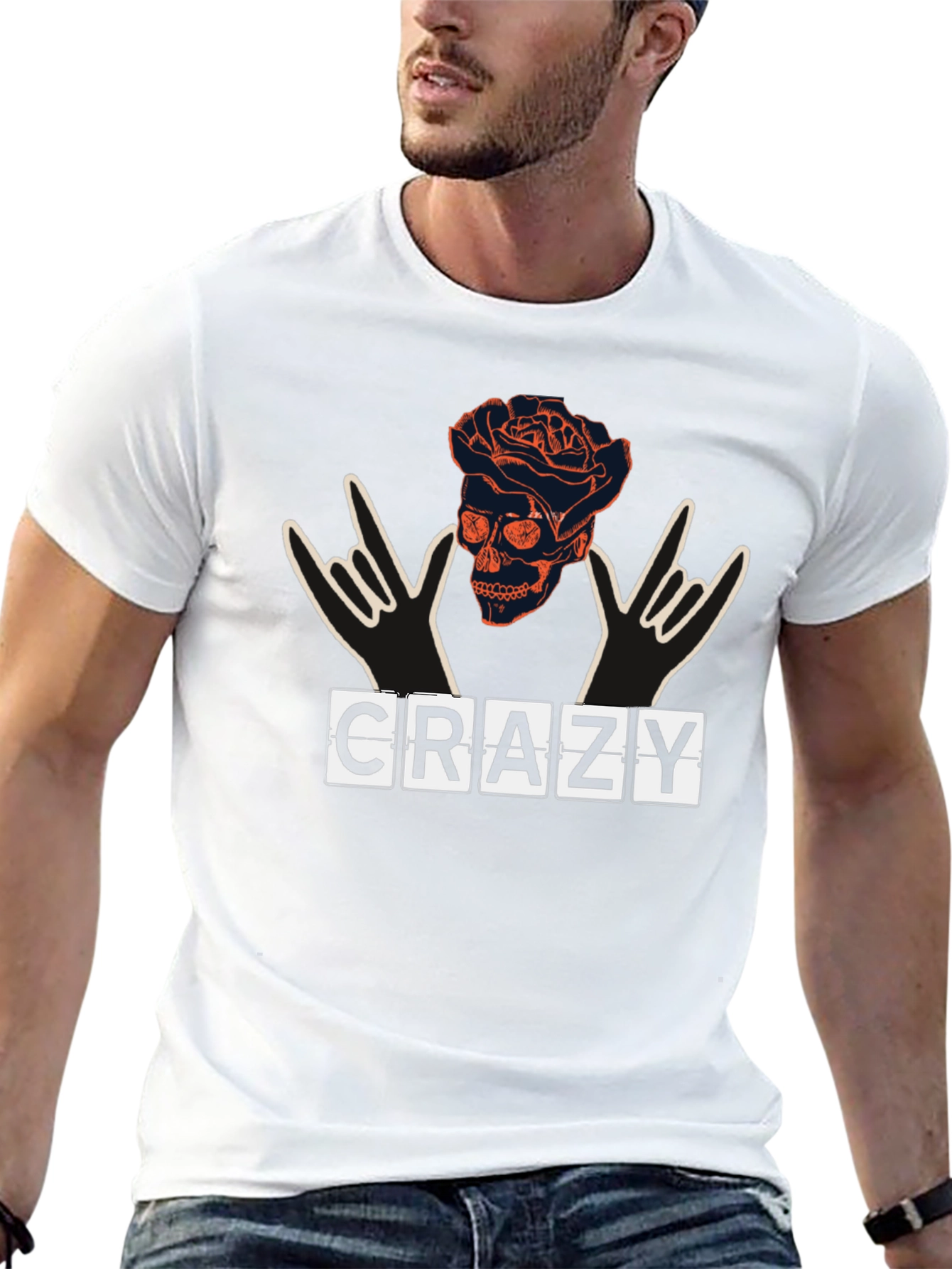 Crazy Skull & Roses Graphic Tee