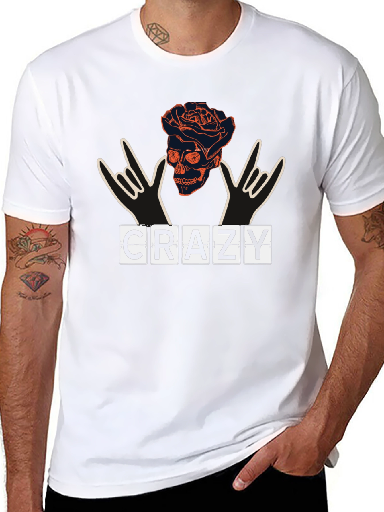 Crazy Skull & Roses Graphic Tee