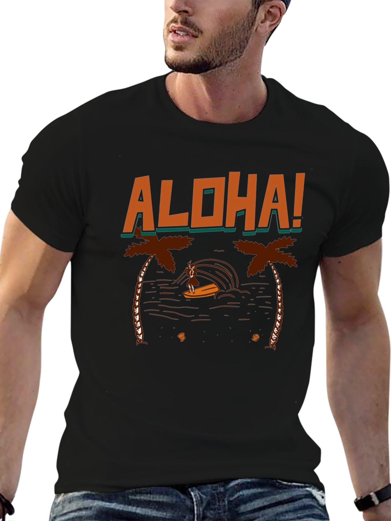 Aloha Surfer Graphic Tee - Black