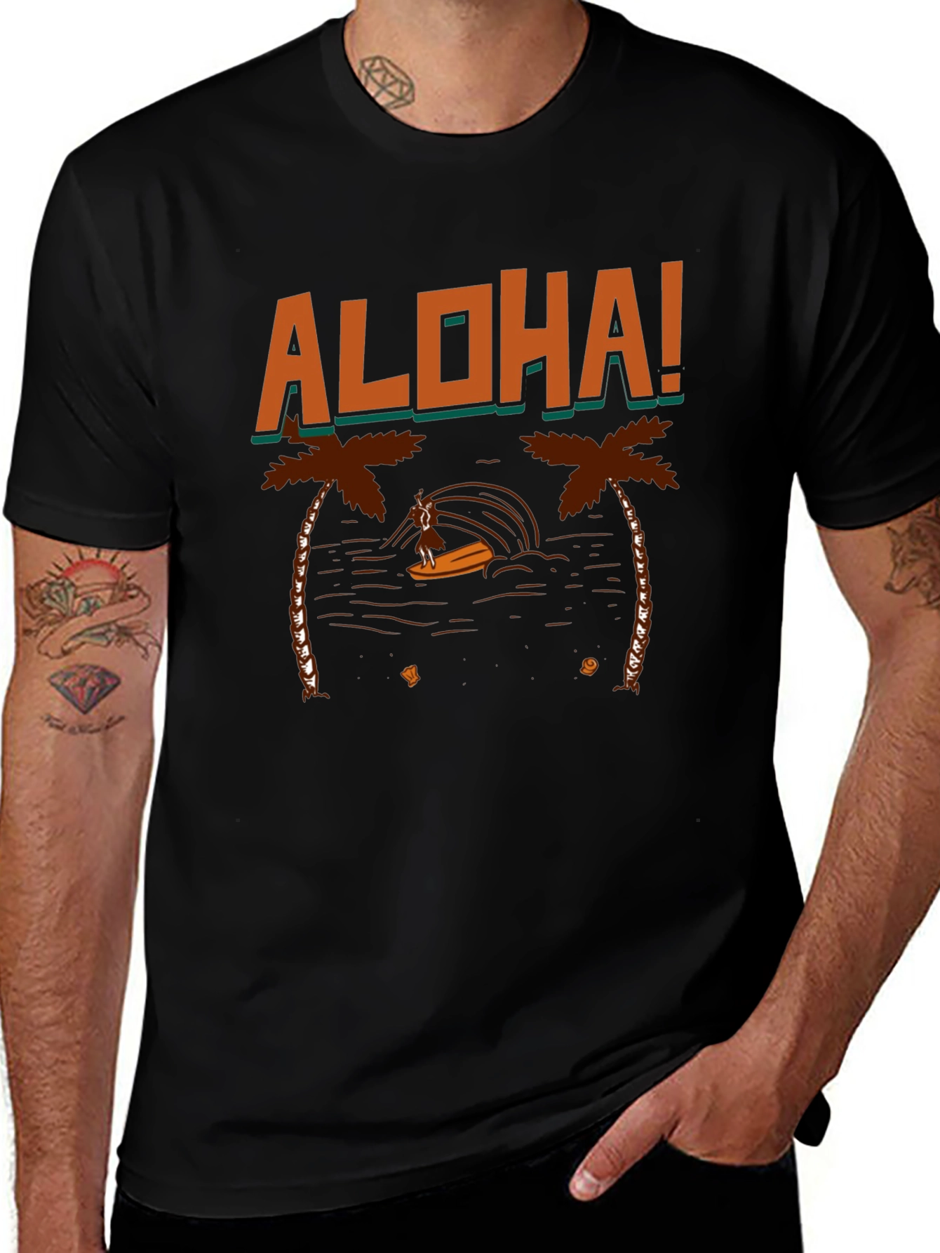 Aloha Surfer Graphic Tee - Black