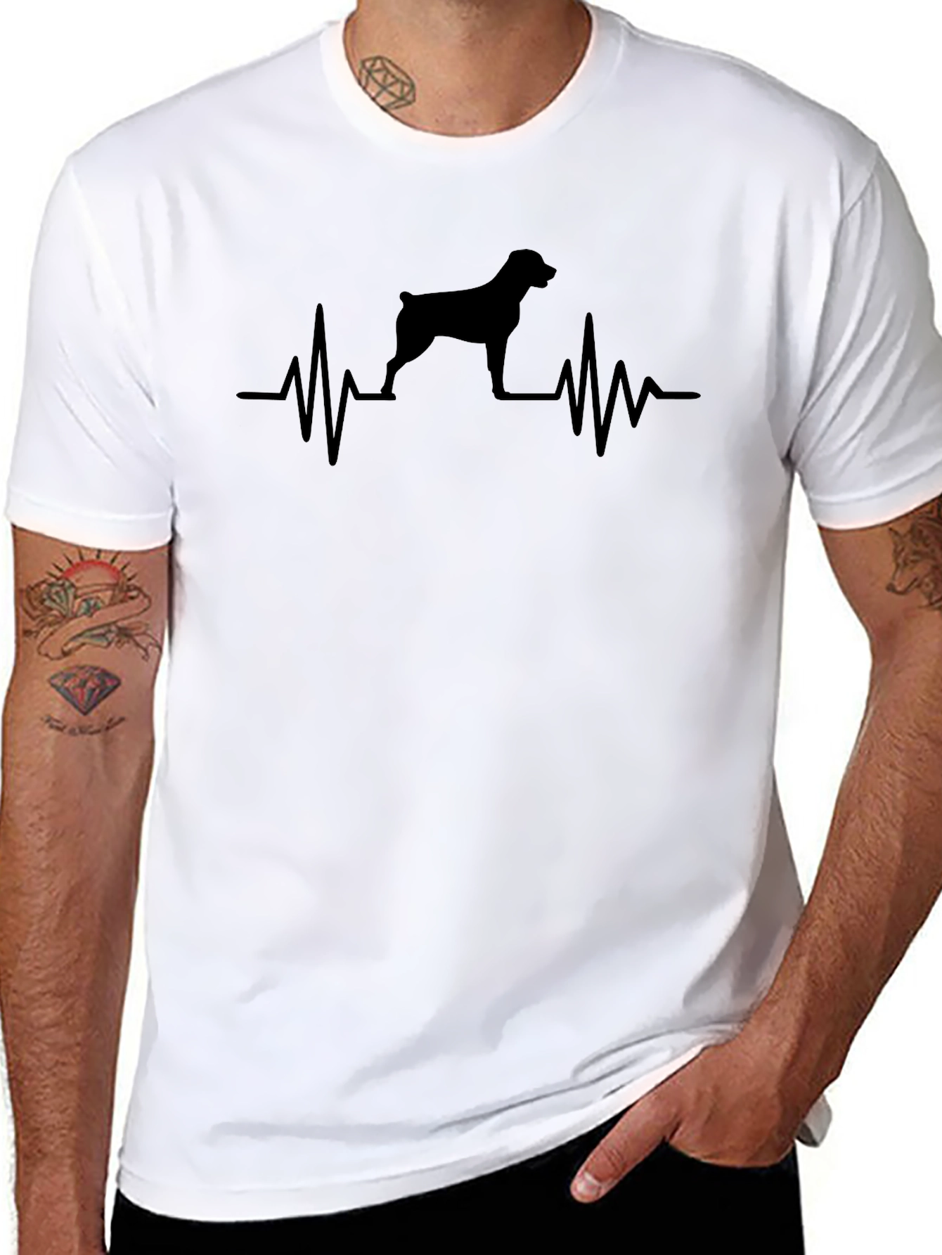 Dog Heartbeat T-Shirt - Black