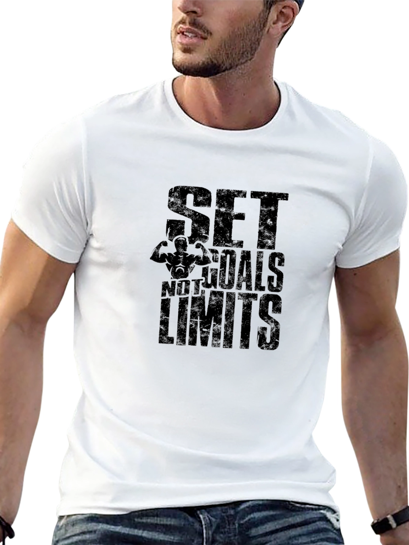 Motivational Gym T-Shirt - Set Goals Not Limits