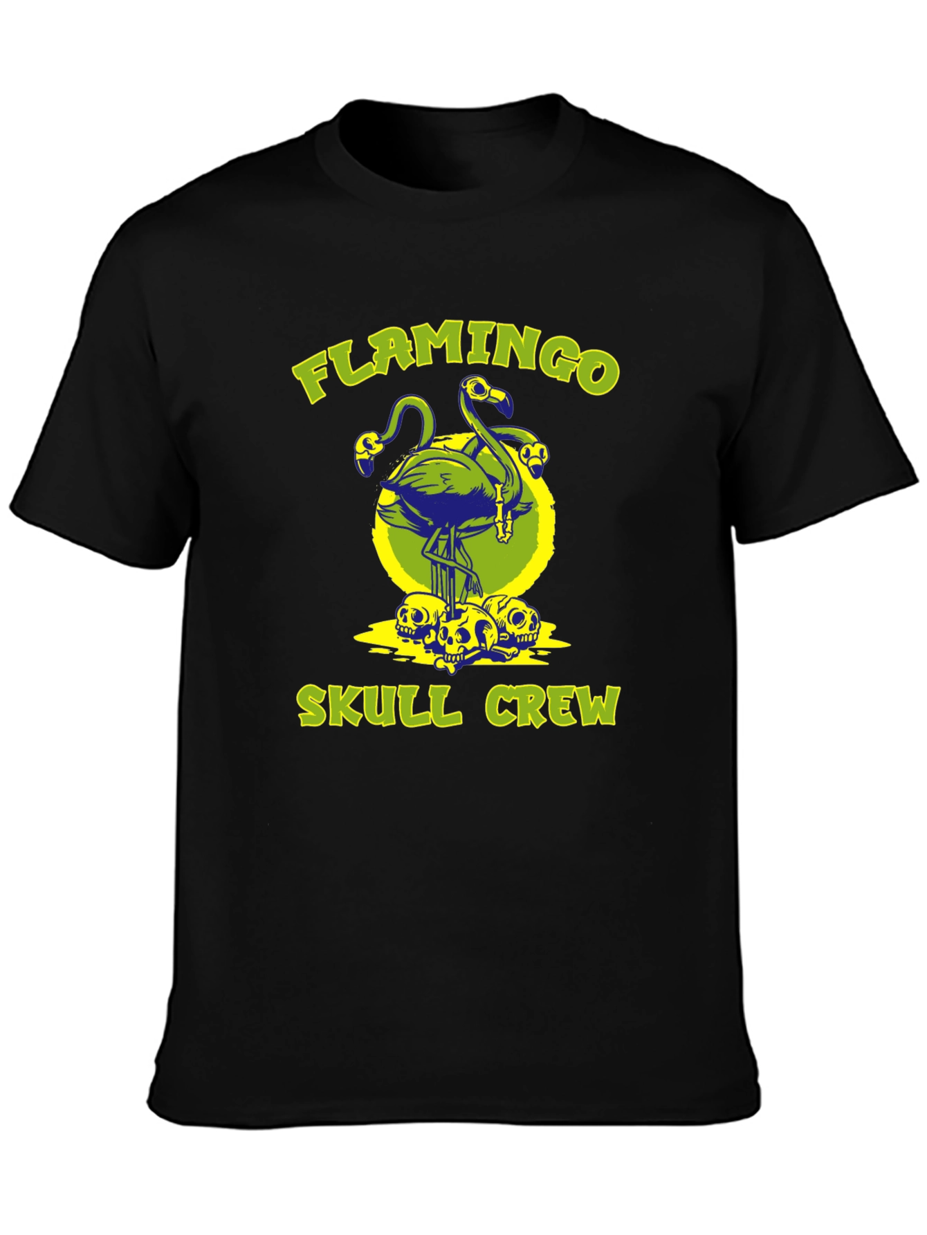 Flamingo Skull Crew Graphic T-Shirt