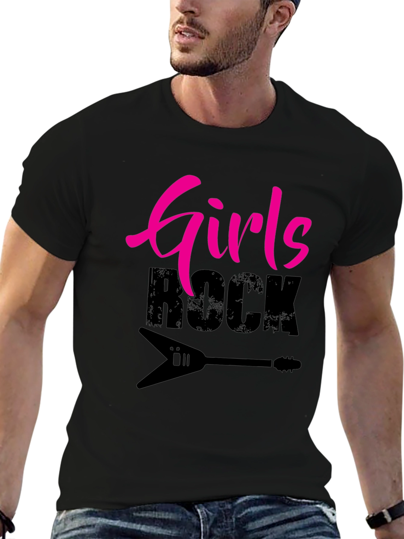 Girls Rock Guitar T-Shirt - Black