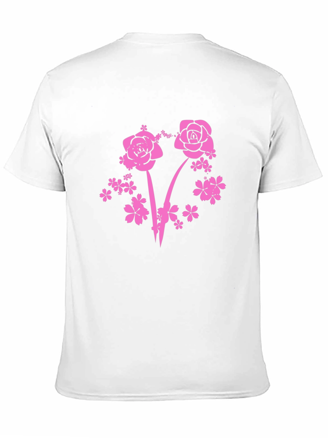 Floral Pink Rose Graphic T-Shirt - Black