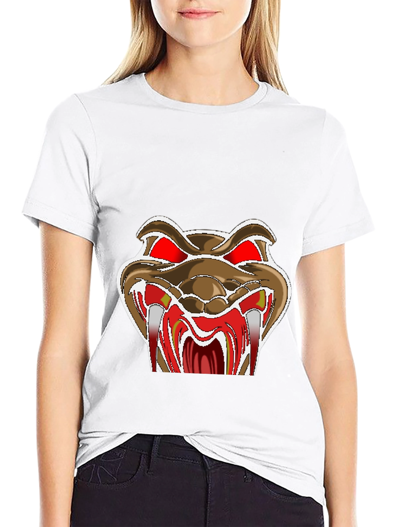 Mens Black T-Shirt with Snake Graphic