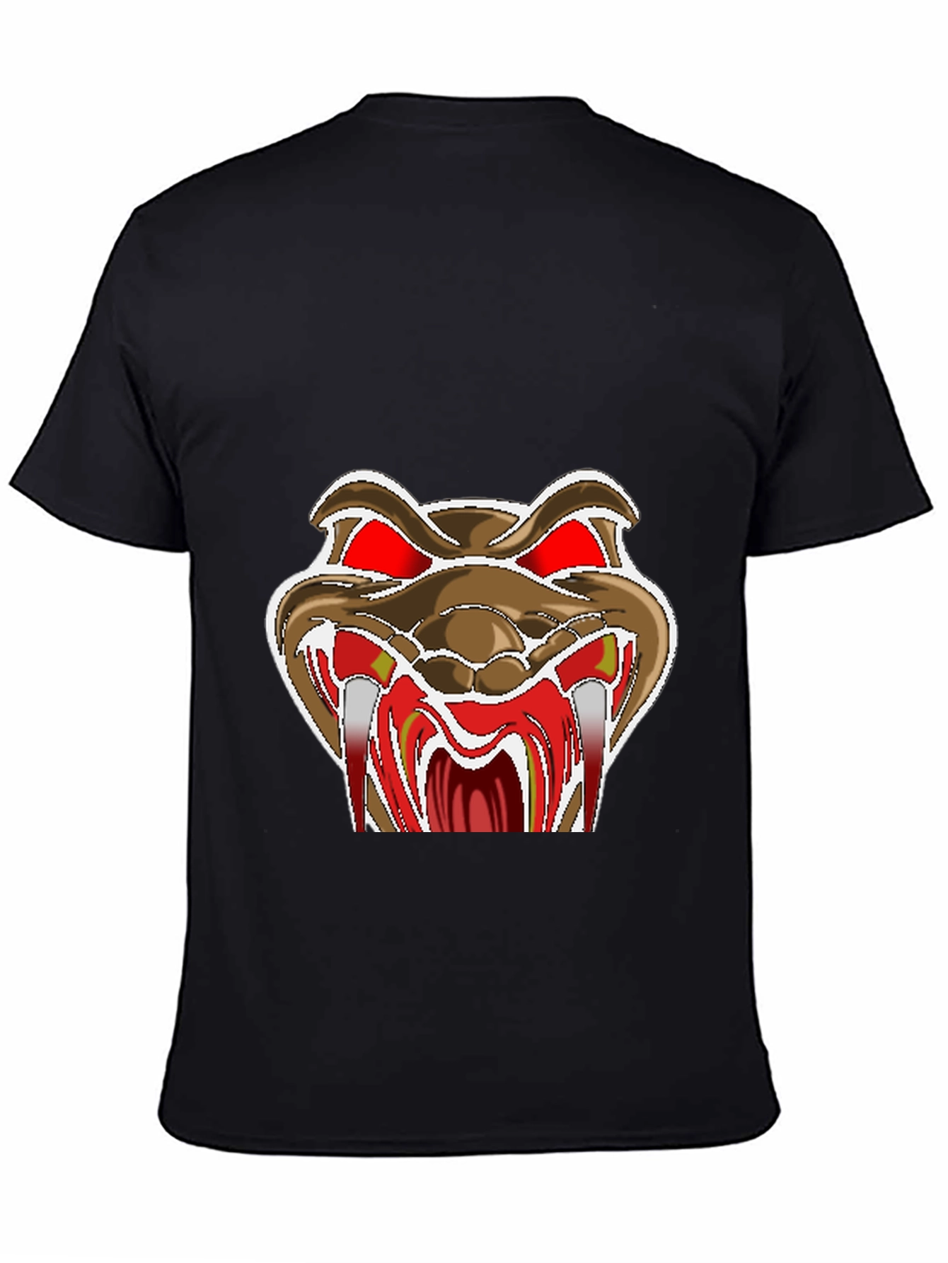Mens Black T-Shirt with Snake Graphic