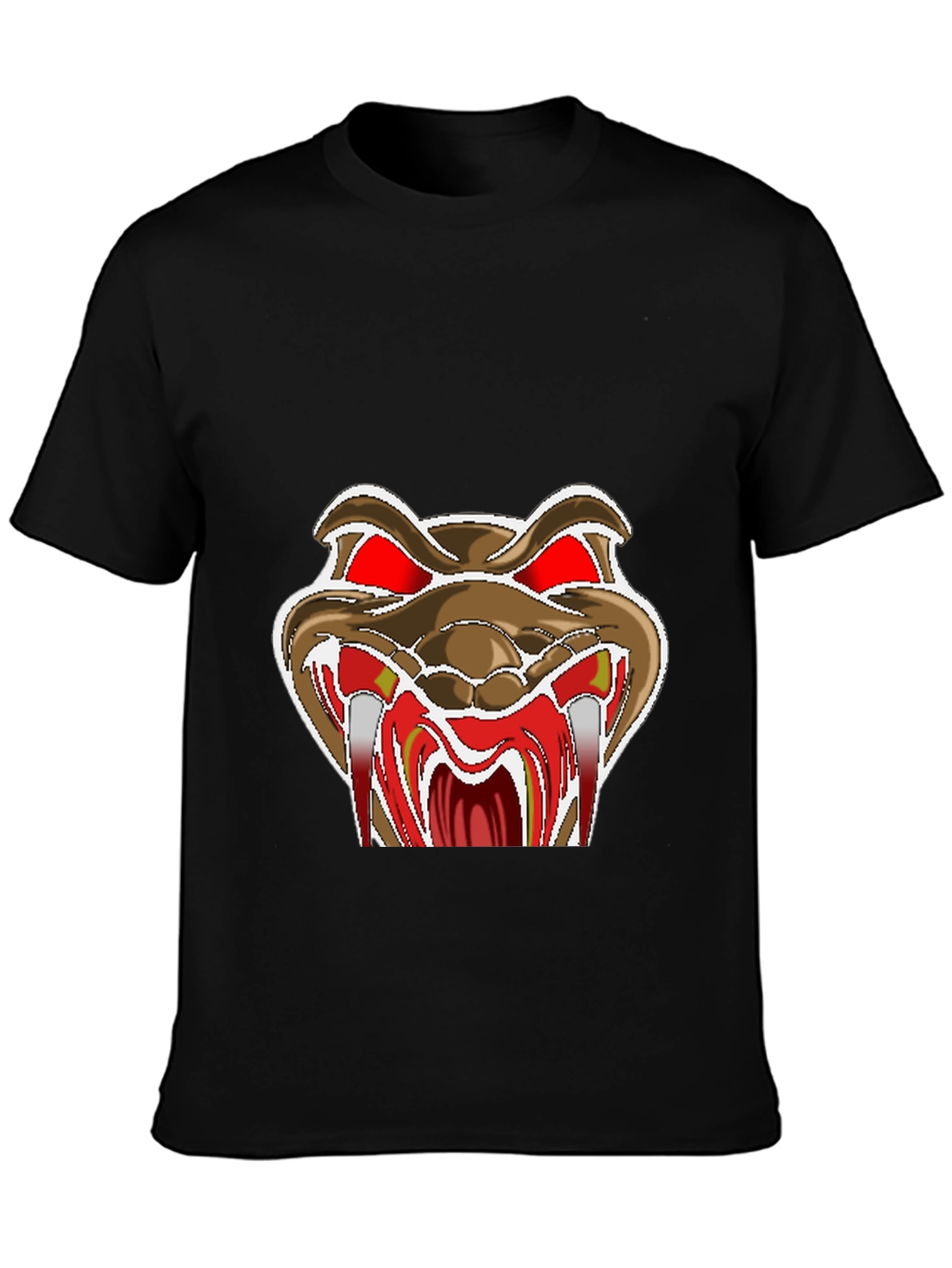 Mens Black T-Shirt with Snake Graphic