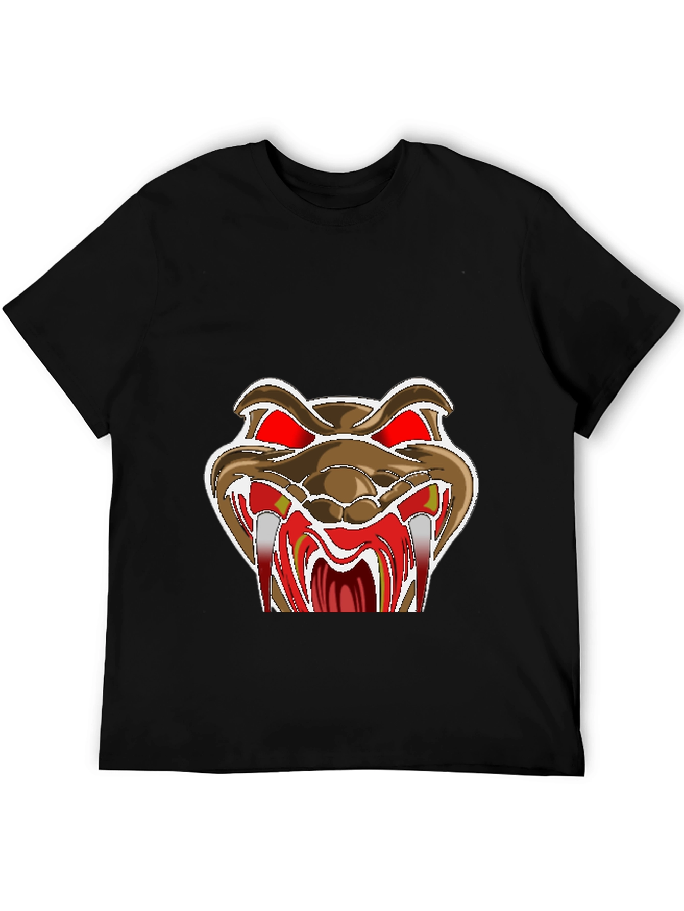 Mens Black T-Shirt with Snake Graphic