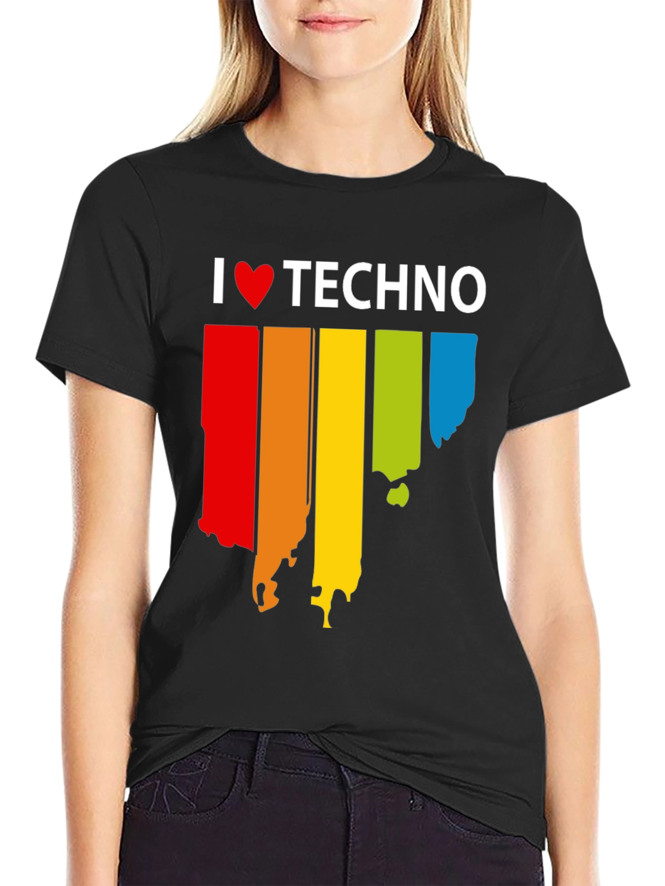 I Love Techno Rainbow T-Shirt | Music Lover Tee
