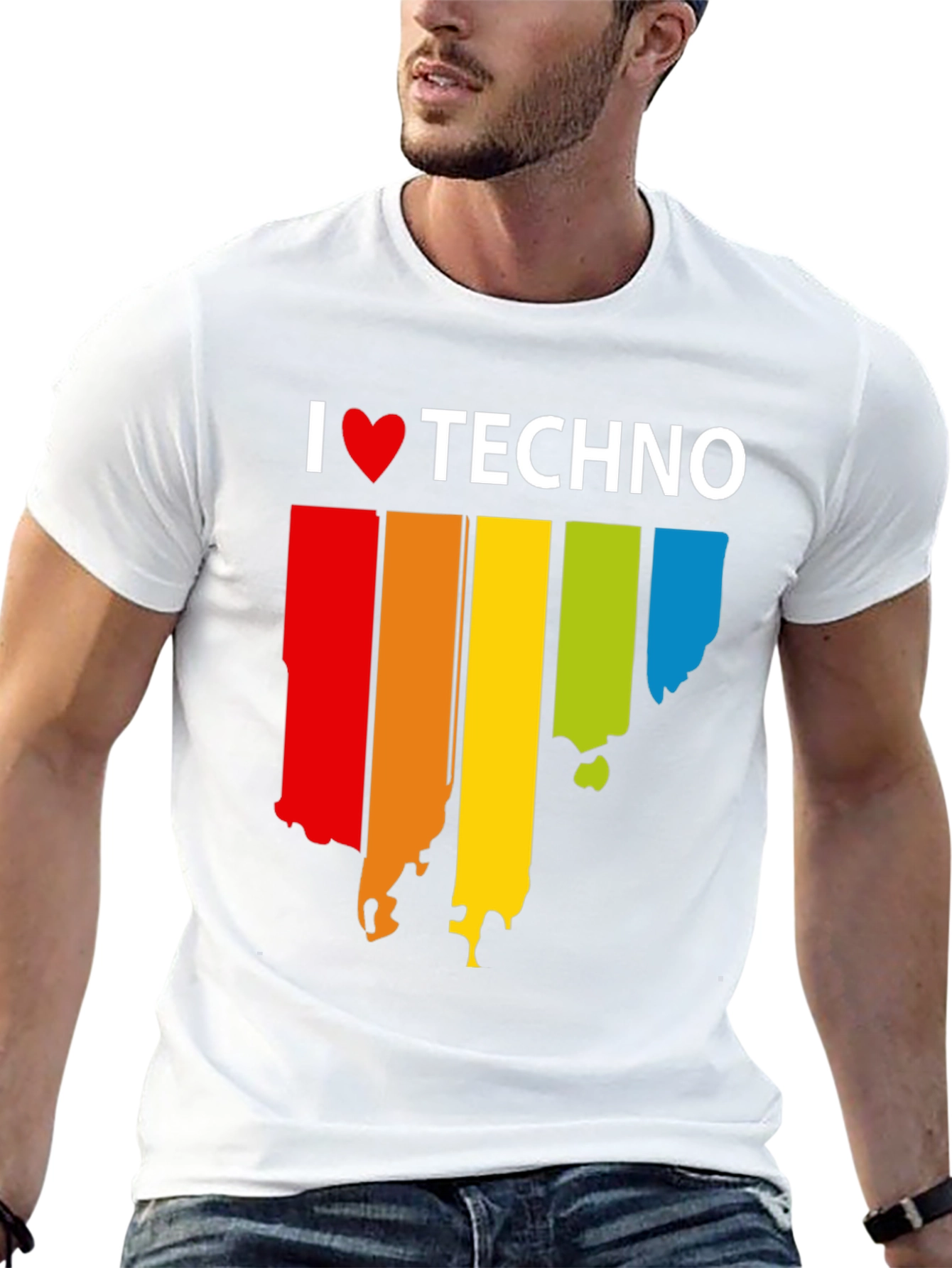 I Love Techno Rainbow T-Shirt | Music Lover Tee