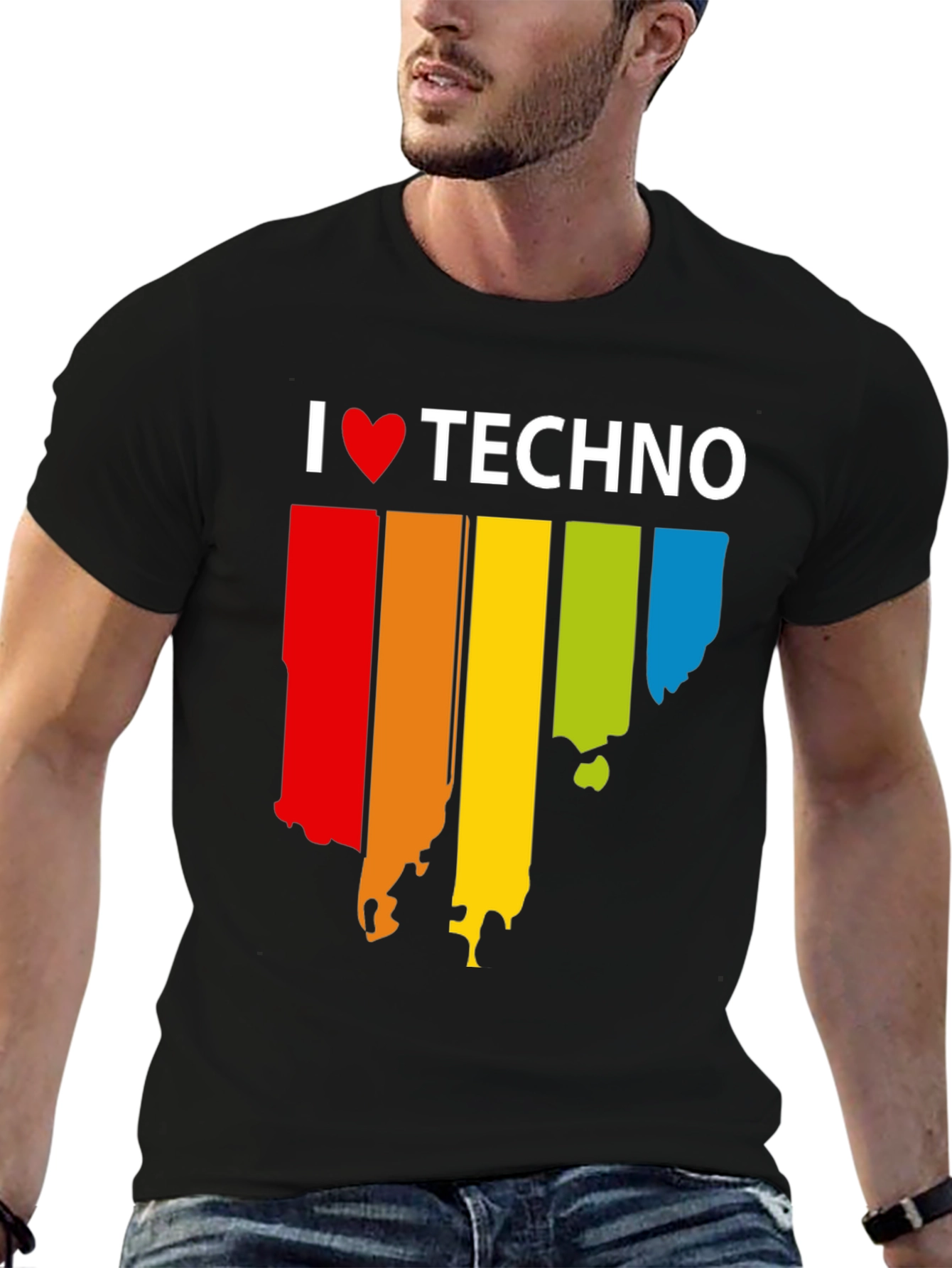 I Love Techno Rainbow T-Shirt | Music Lover Tee