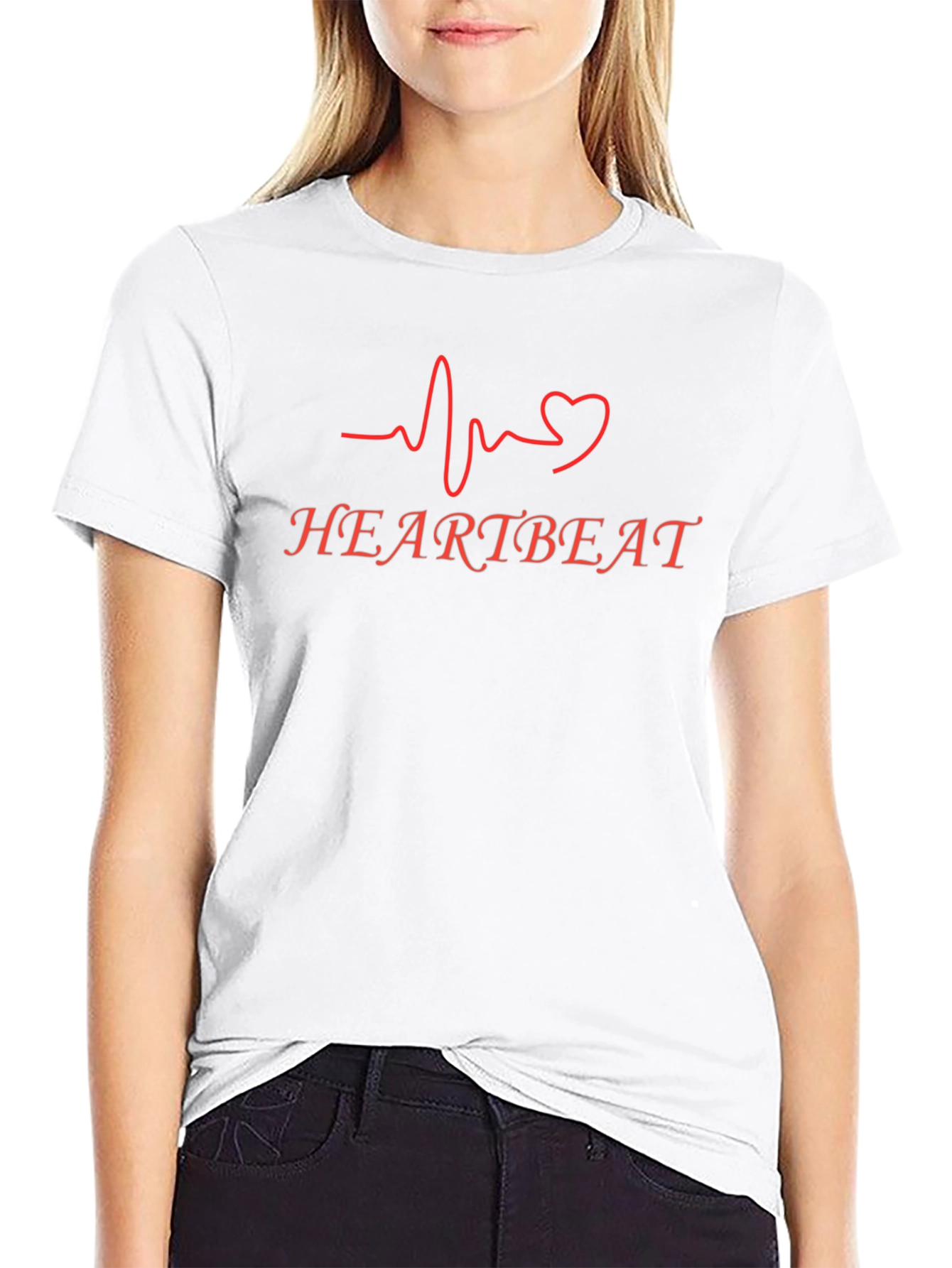 Heartbeat Graphic Tee - Black Cotton T-Shirt