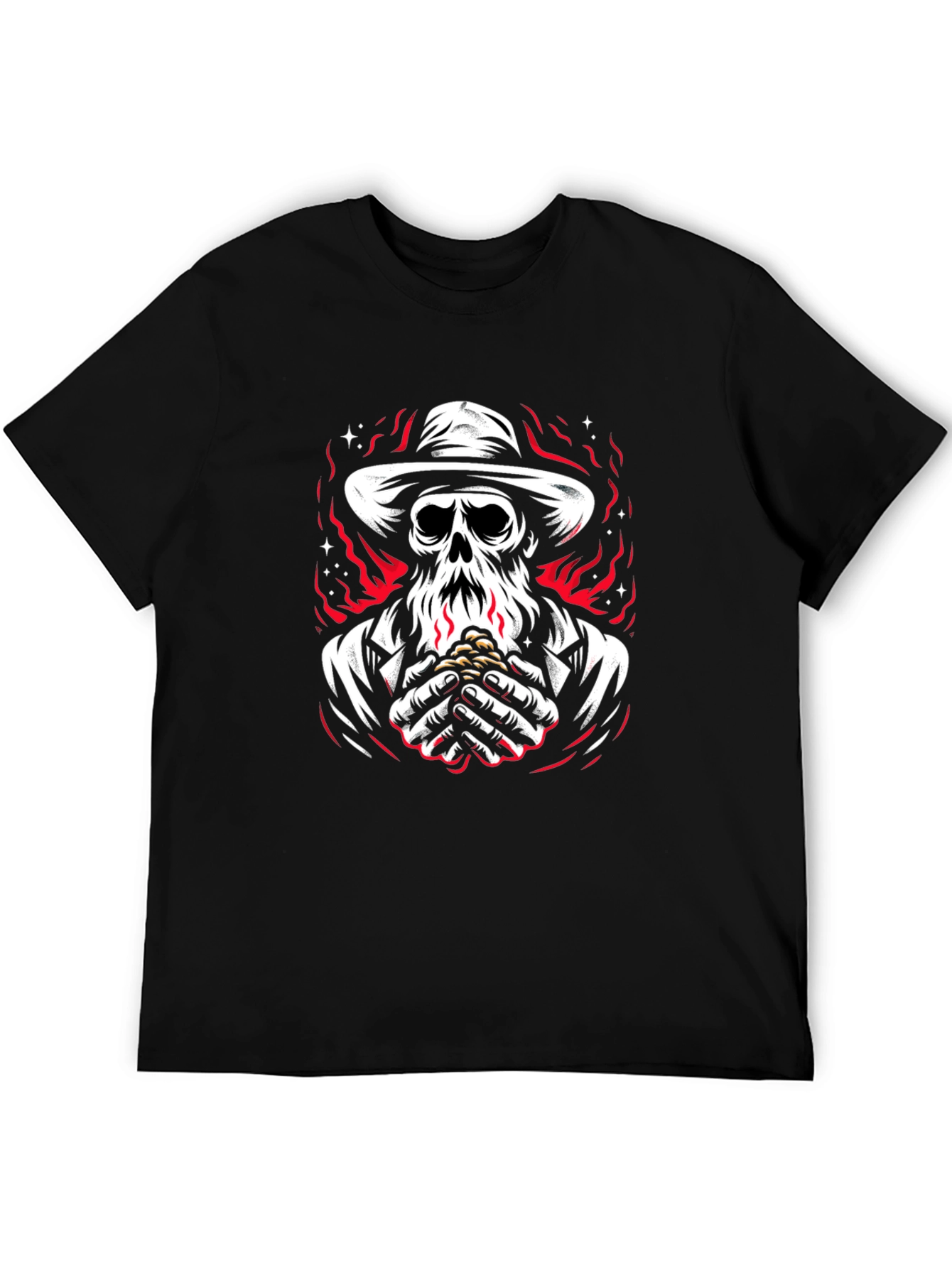 Grim Reaper Graphic Tee - Skull & Flames Design