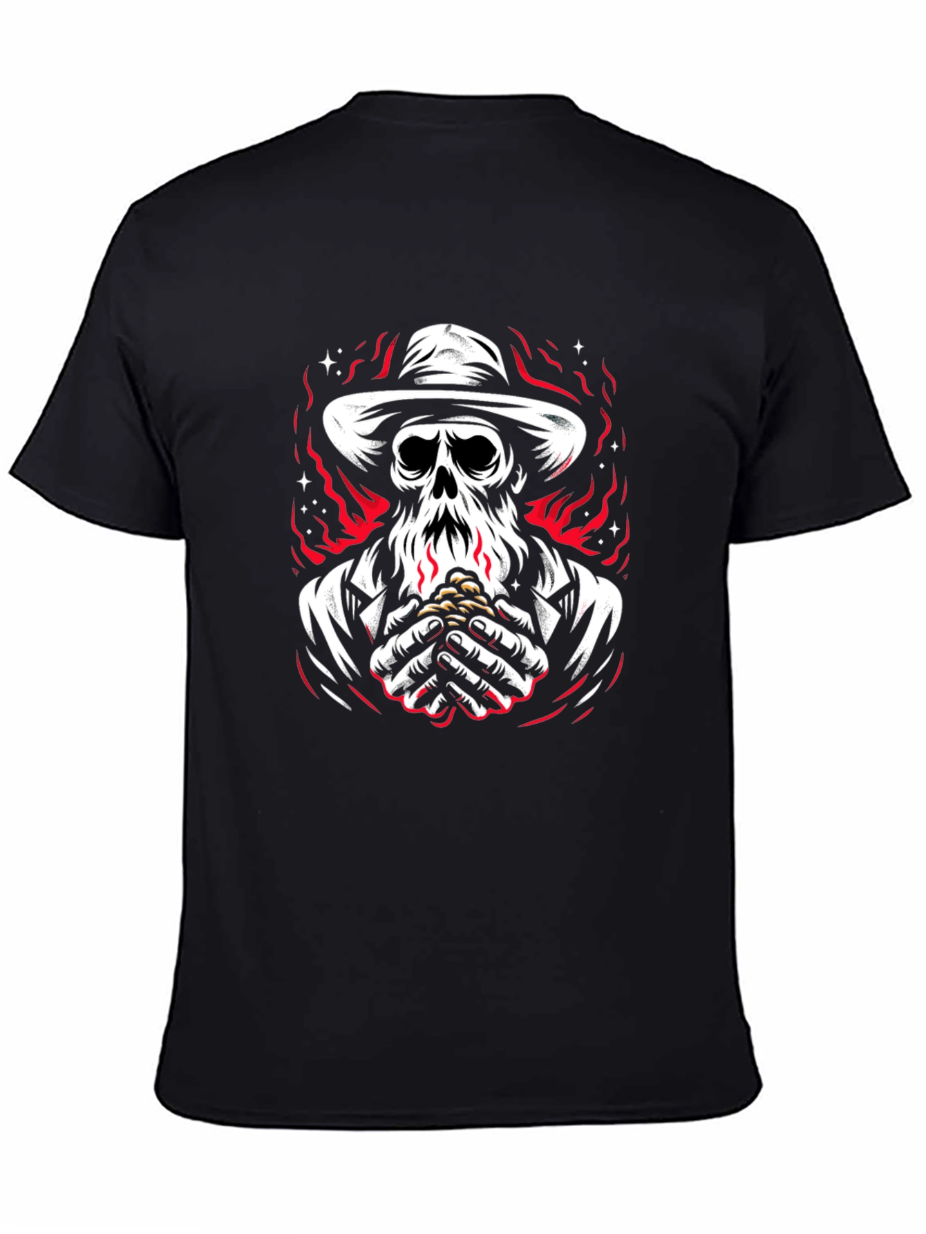 Grim Reaper Graphic Tee - Skull & Flames Design