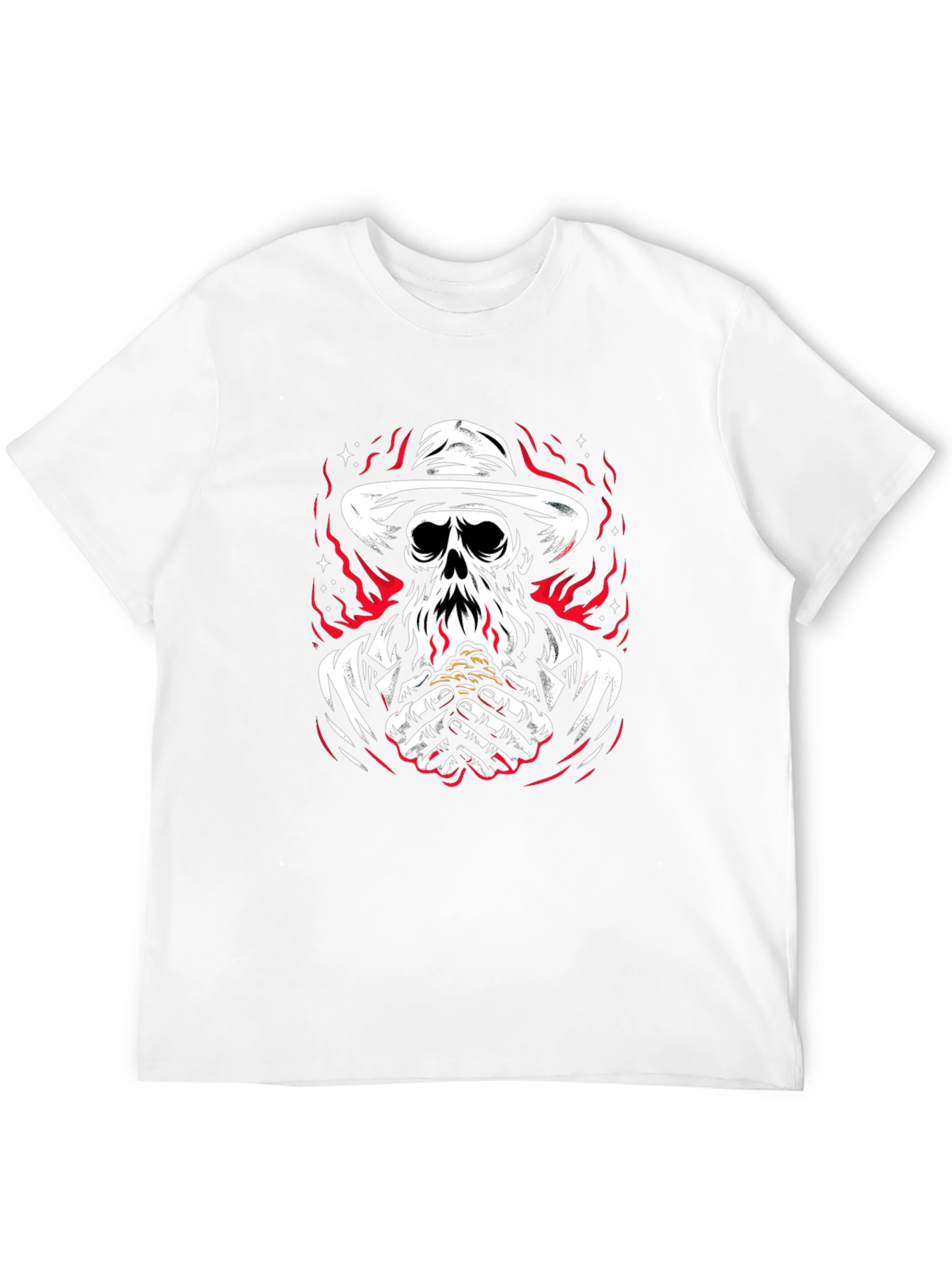 Grim Reaper Graphic Tee - Skull & Flames Design