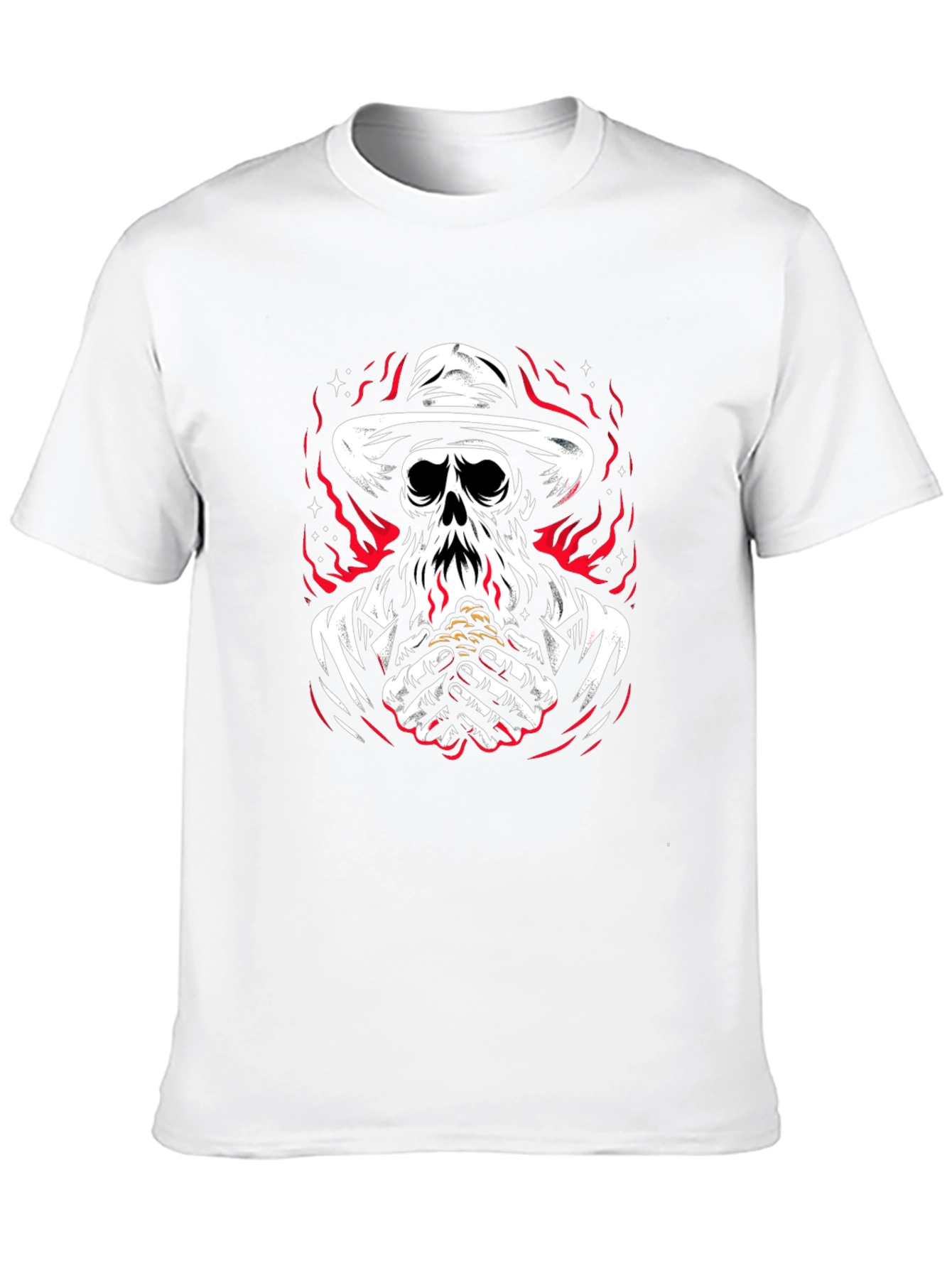 Grim Reaper Graphic Tee - Skull & Flames Design