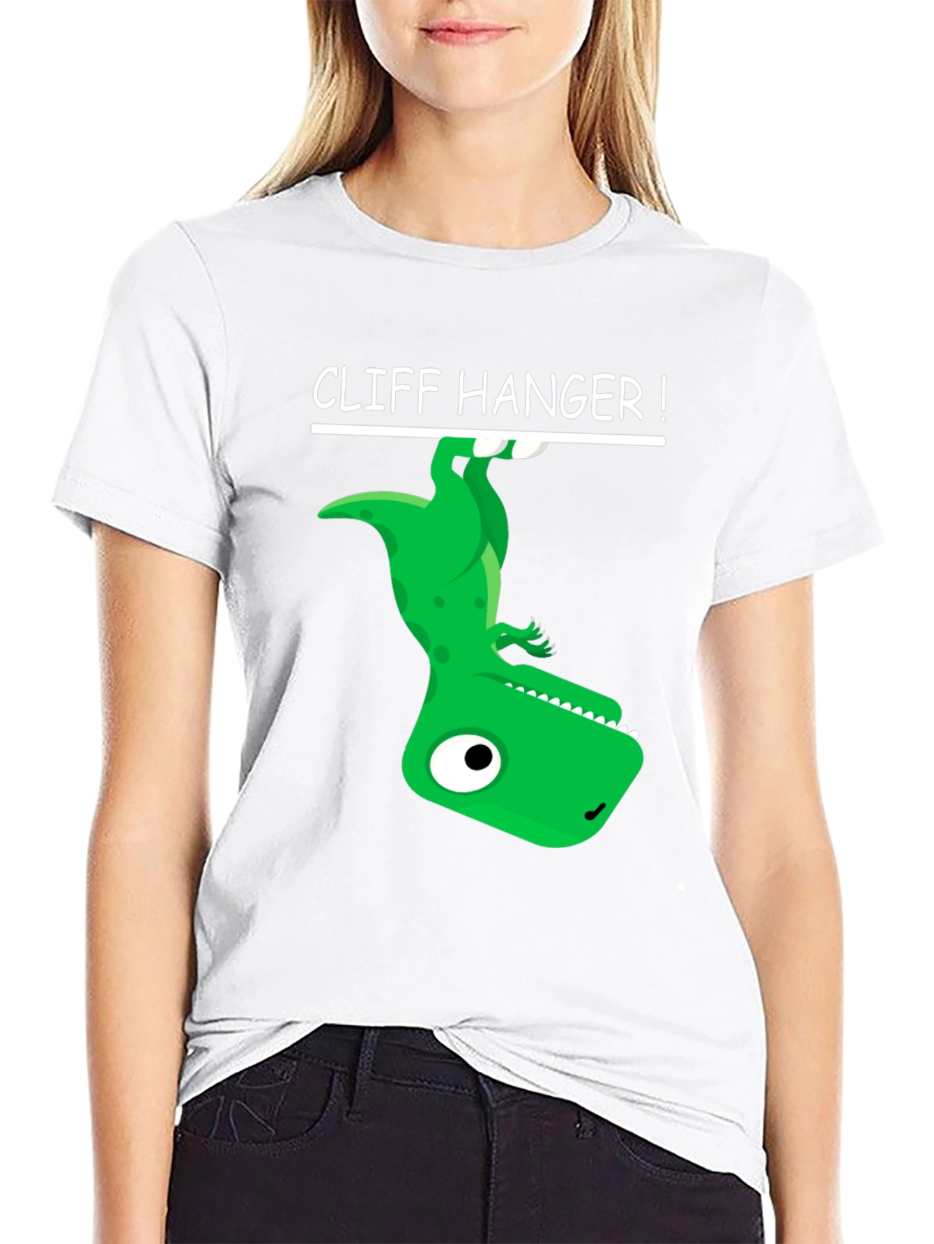 Cliff Hanger Dinosaur Graphic Tee - Black