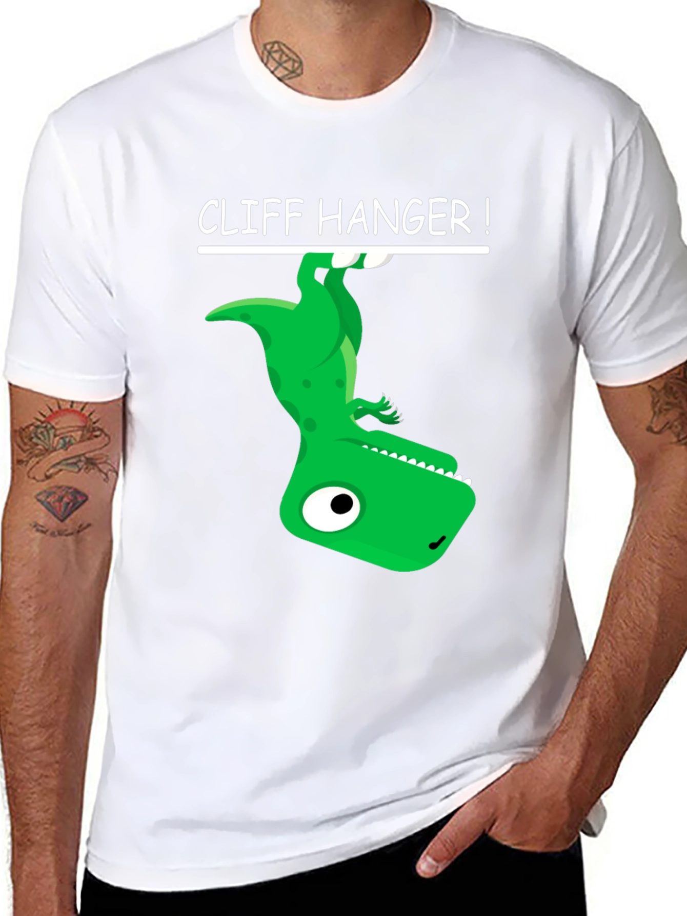 Cliff Hanger Dinosaur Graphic Tee - Black