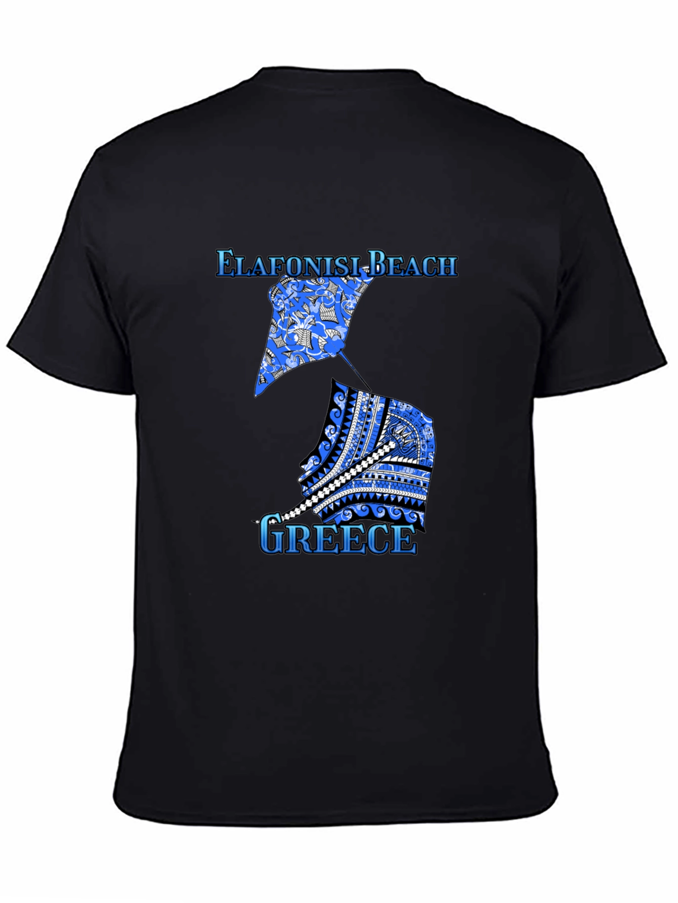 Elafonisi Beach Greece Graphic Tee - Black Cotton T-Shirt