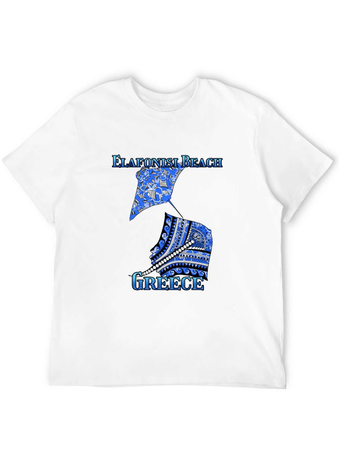 Elafonisi Beach Greece Graphic Tee - Black Cotton T-Shirt