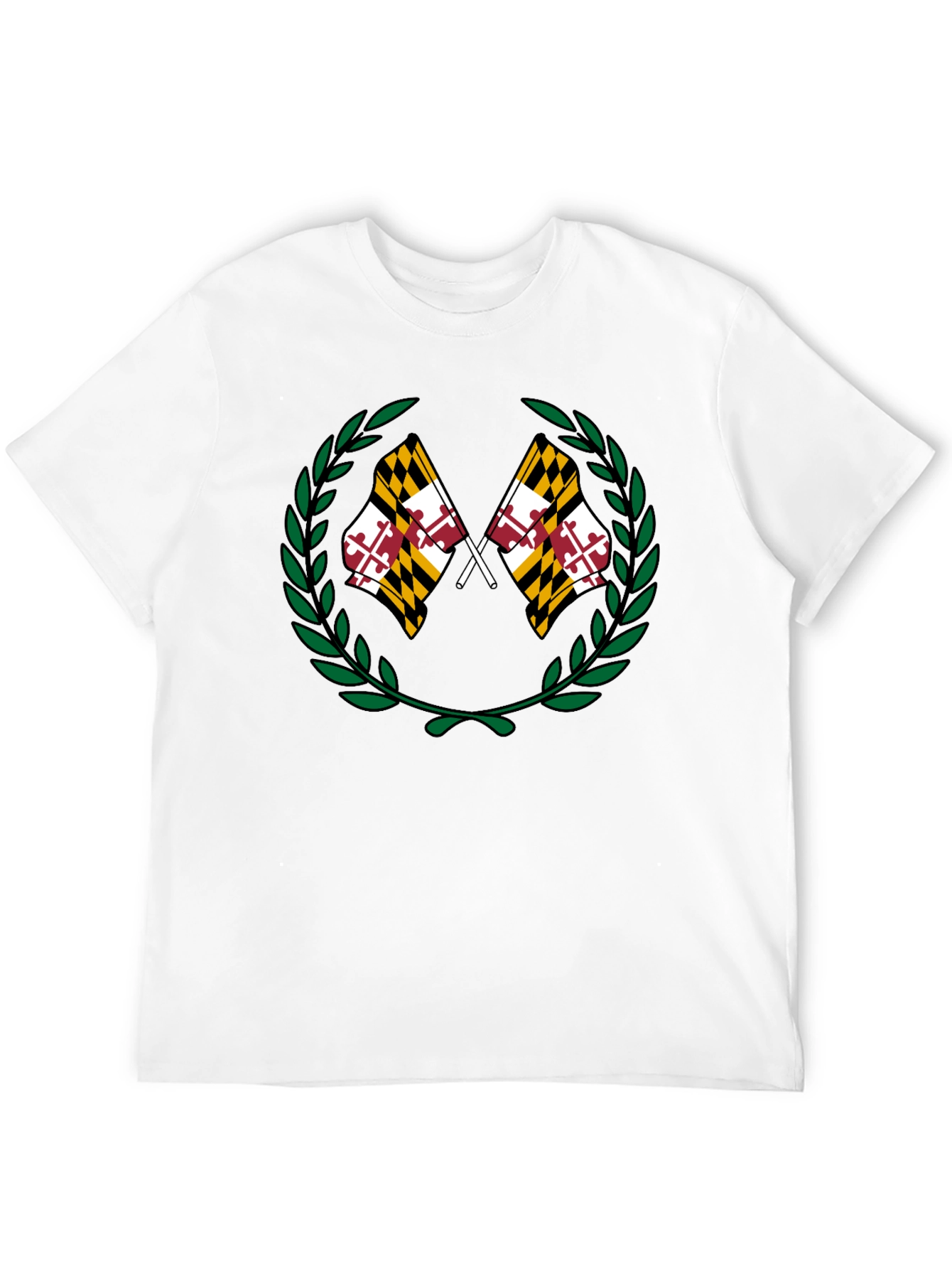 Maryland Flag Laurel Wreath Black T-Shirt