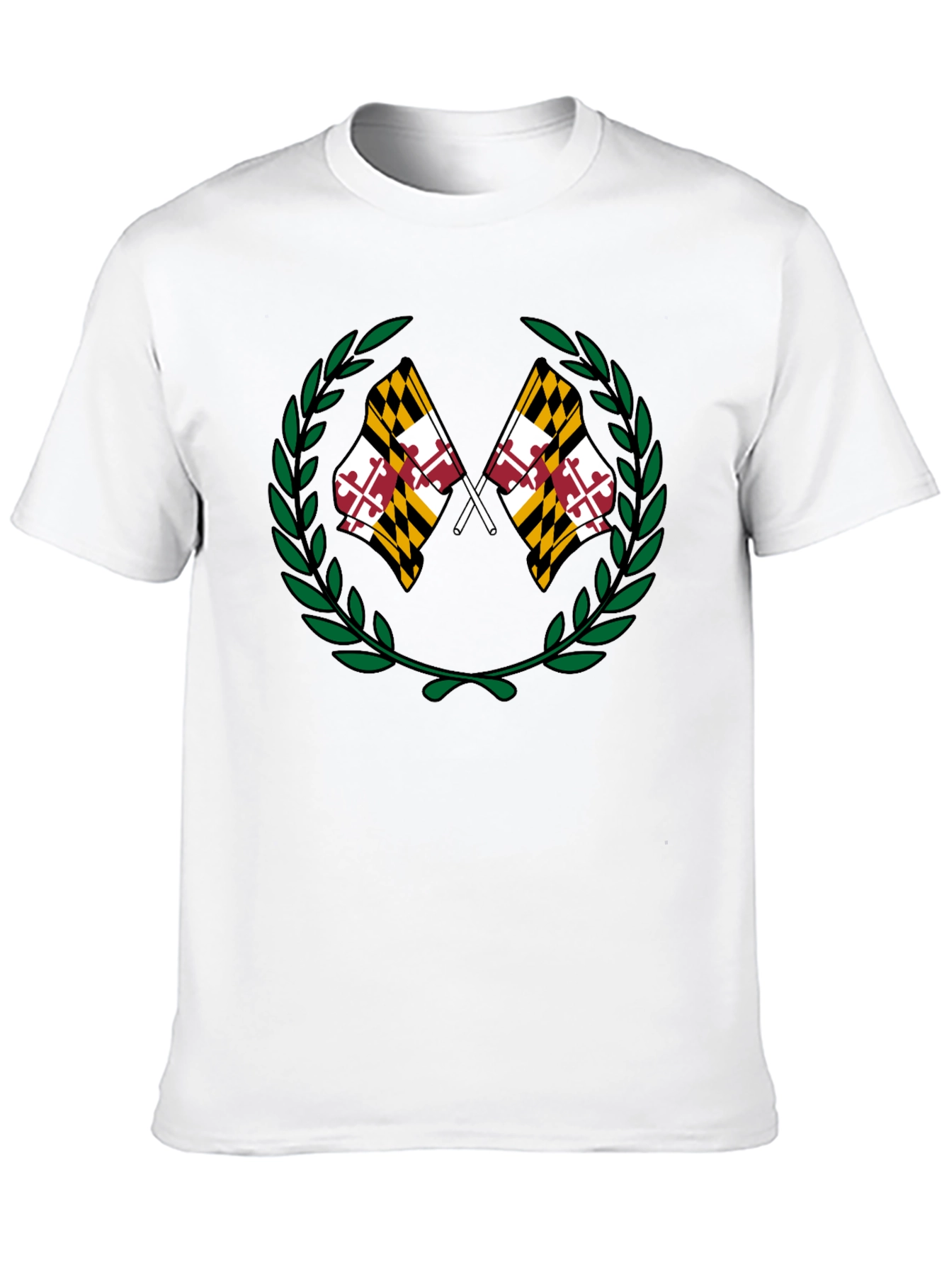 Maryland Flag Laurel Wreath Black T-Shirt