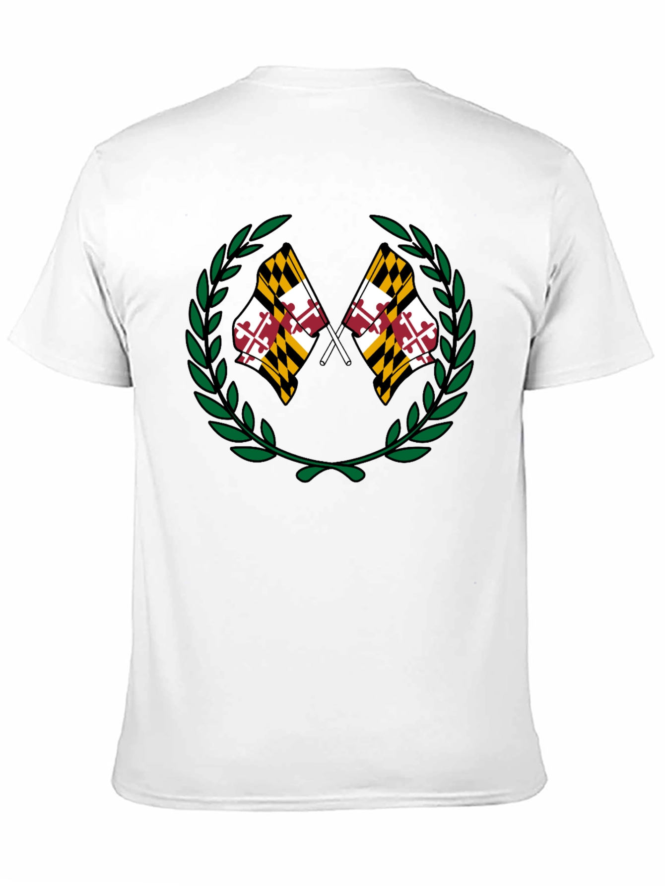 Maryland Flag Laurel Wreath Black T-Shirt
