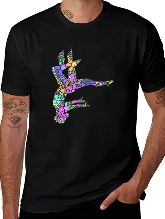 Floral Dancer Graphic Black T-Shirt