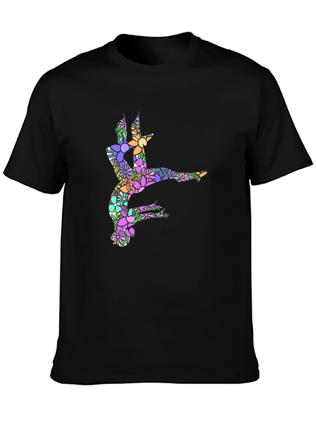 Floral Dancer Graphic Black T-Shirt