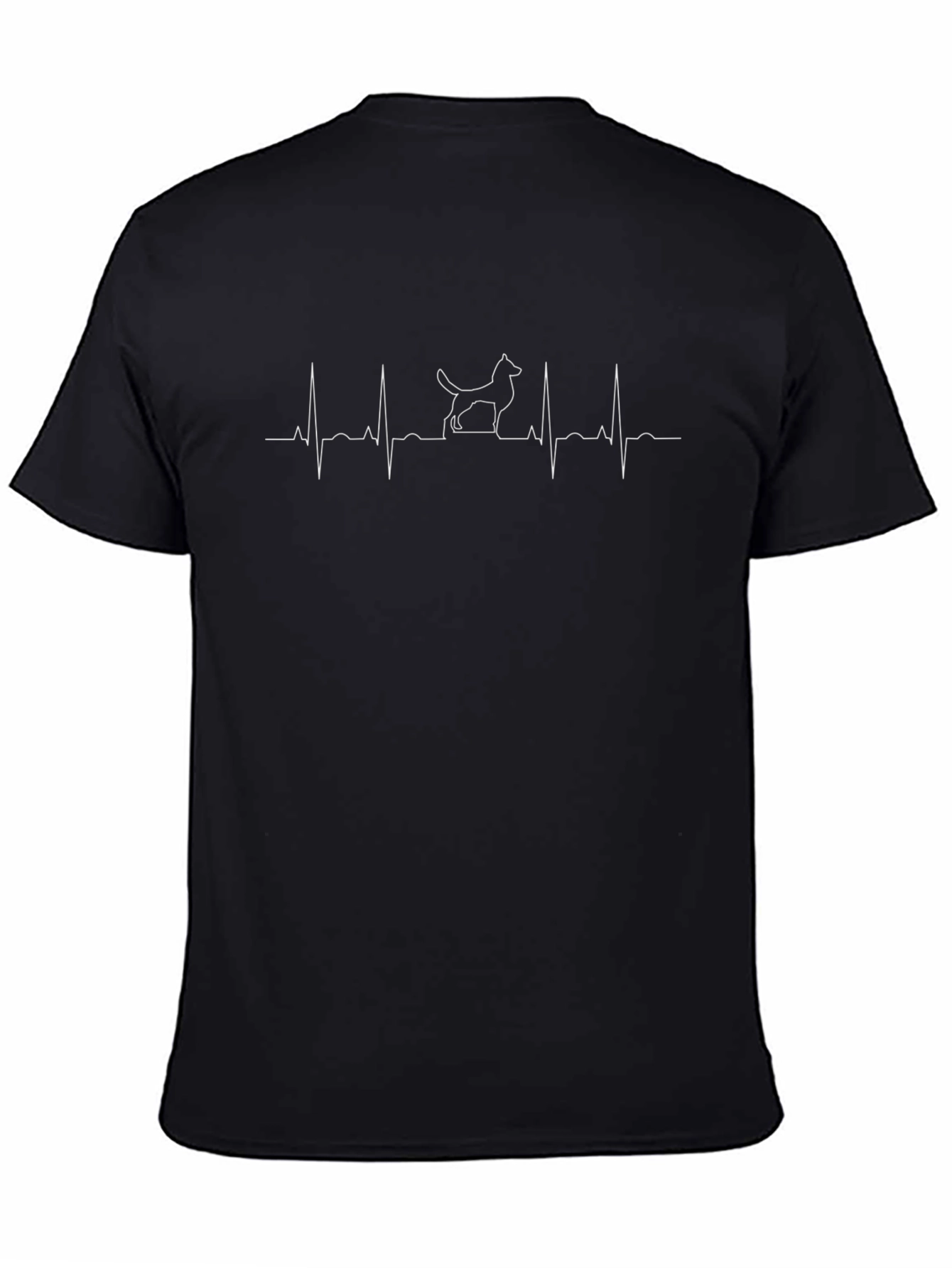 Dog Heartbeat T-Shirt - Black Cotton Blend