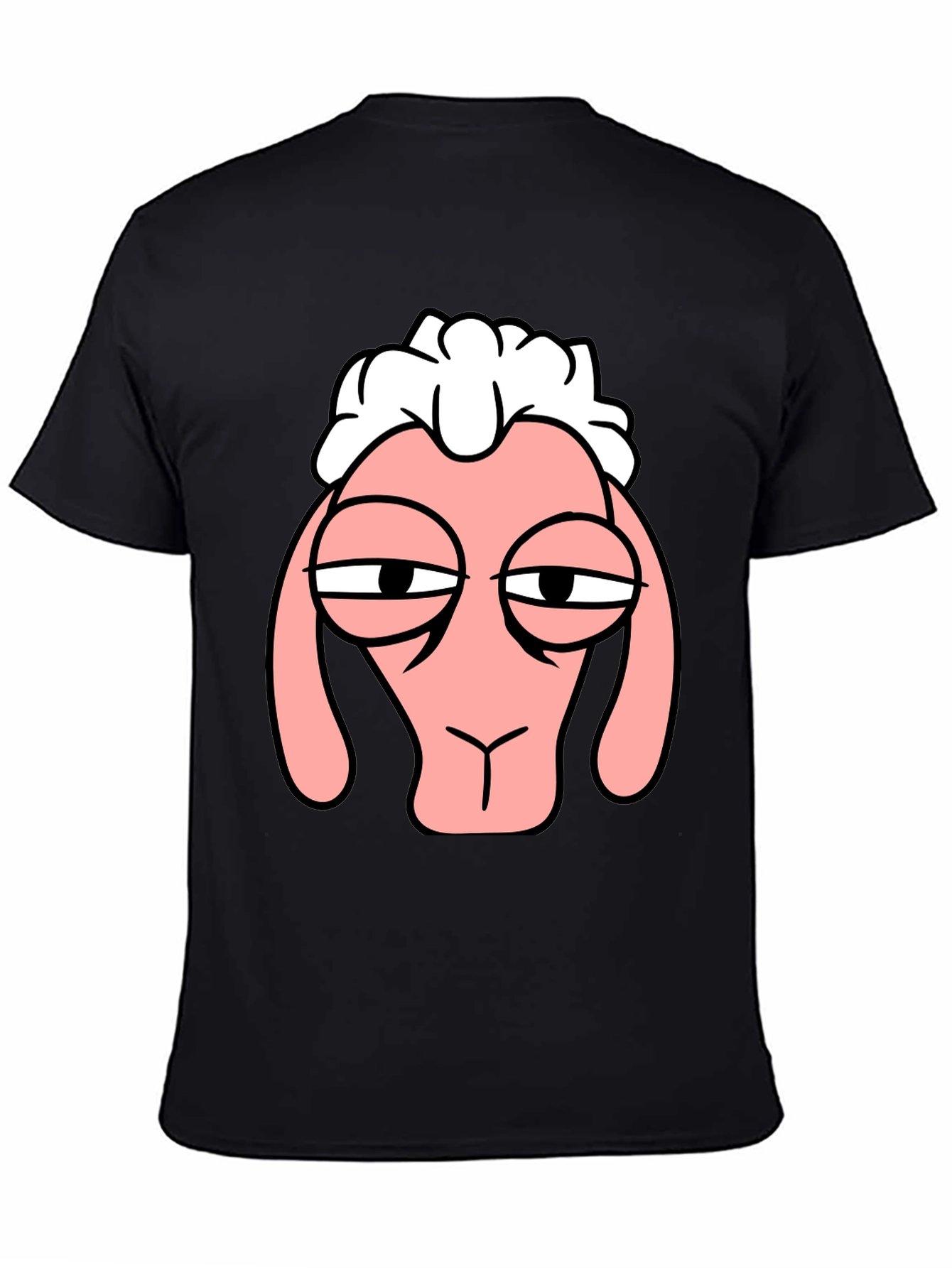 Funny Sheep Face Black T-Shirt Graphic Tee