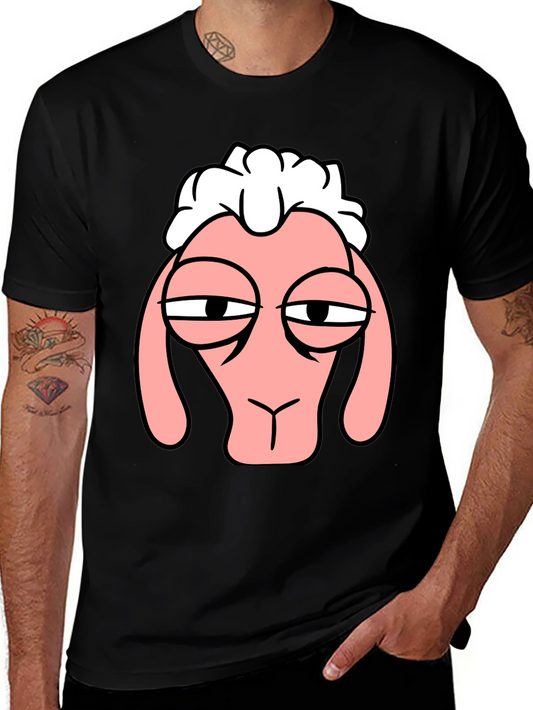Funny Sheep Face Black T-Shirt Graphic Tee