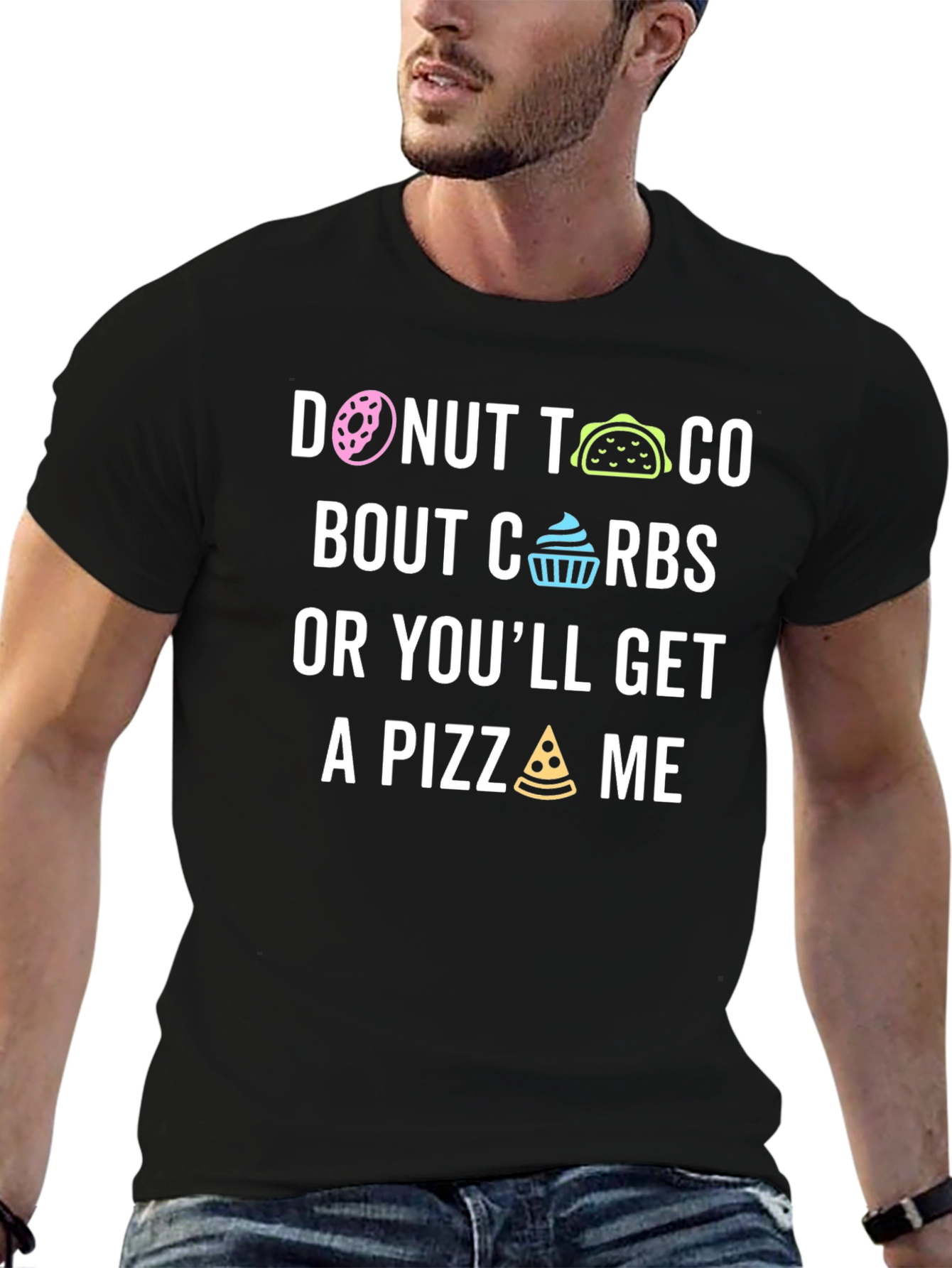 Funny Donut Taco Bout Carbs Graphic T-Shirt