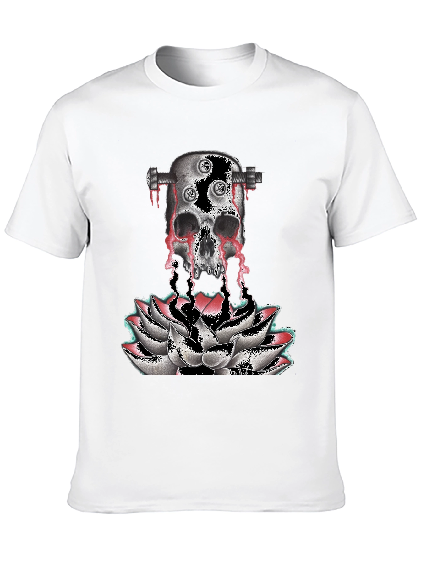 Skull & Lotus Graphic Print T-Shirt