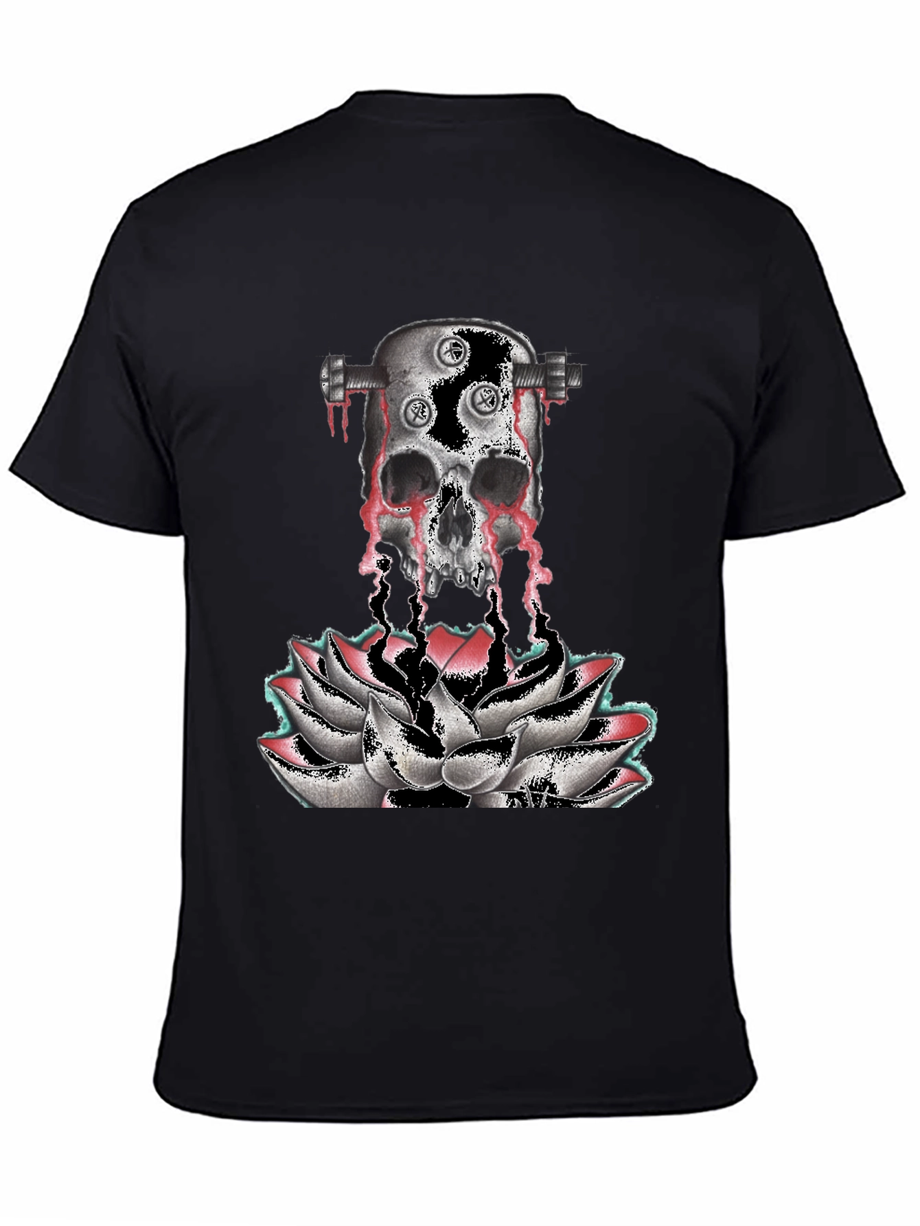 Skull & Lotus Graphic Print T-Shirt